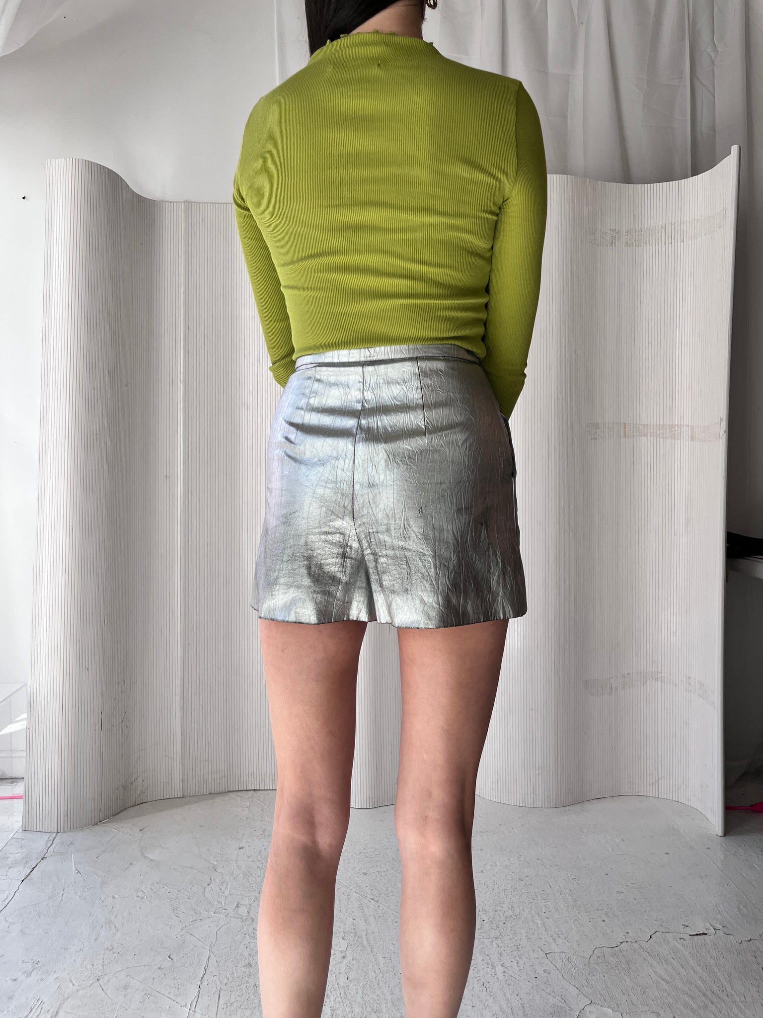 Chanel Silver Metallic  High Waist Shorts