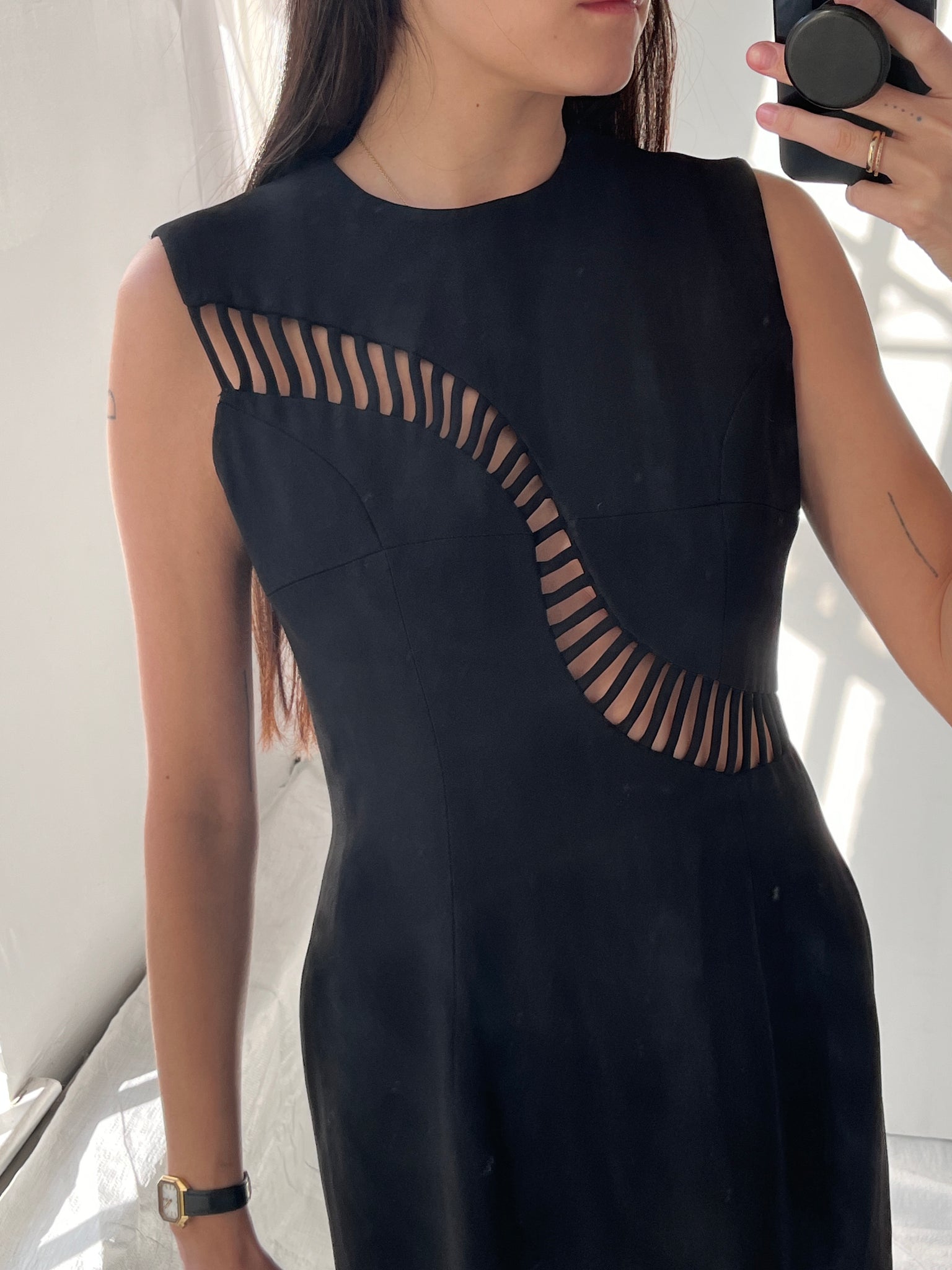 Angelo Mozzillo Midi Cut-Out Dress