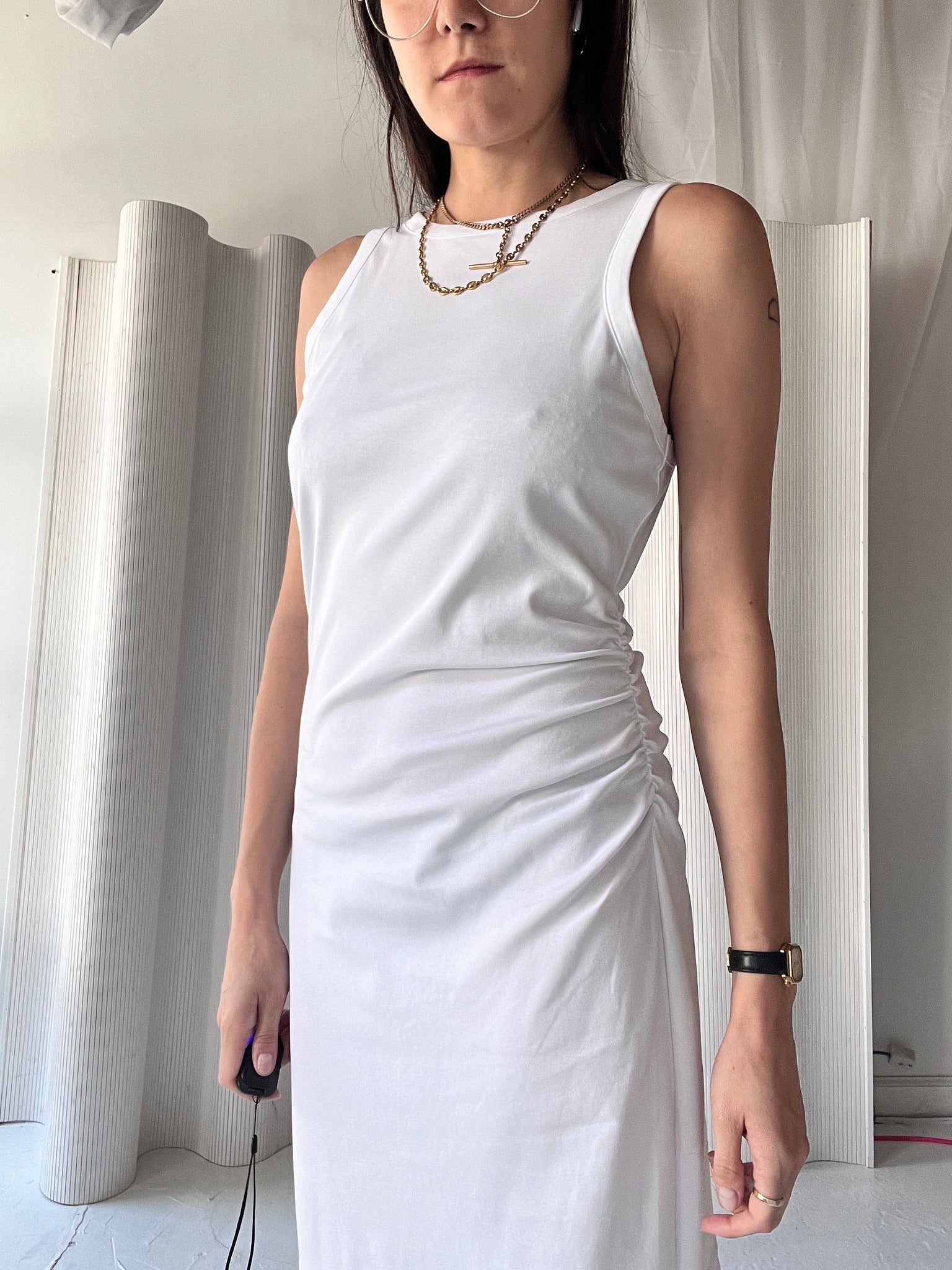 white cotton jersey dress