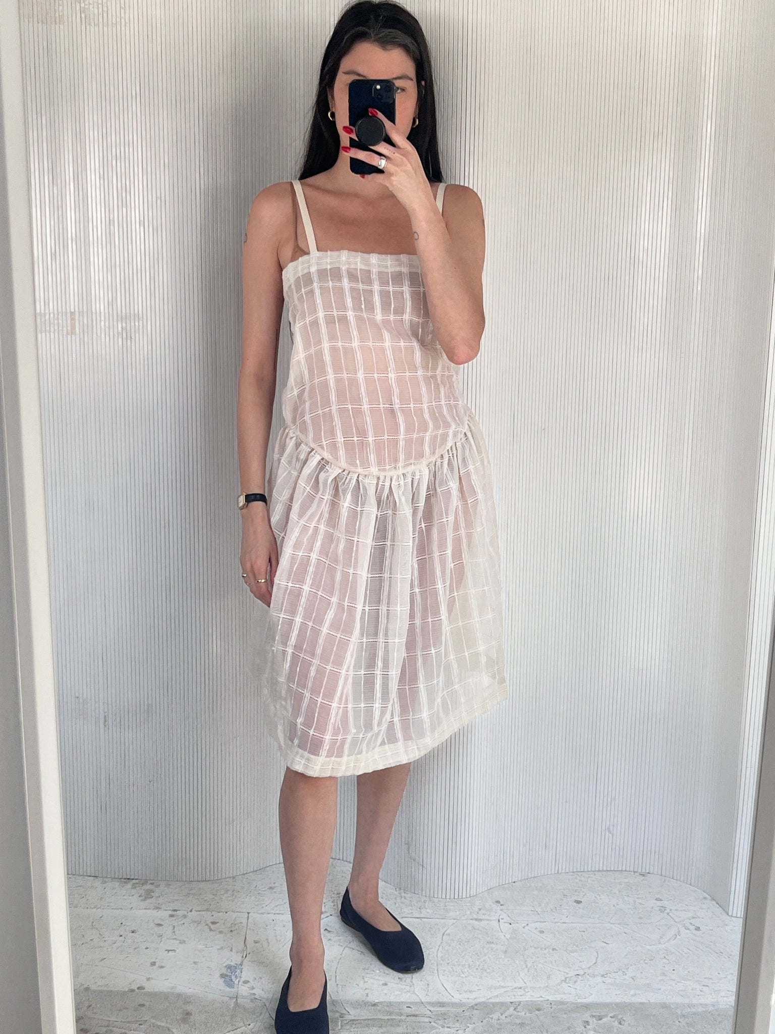 Handmade windowpane drop waist dress