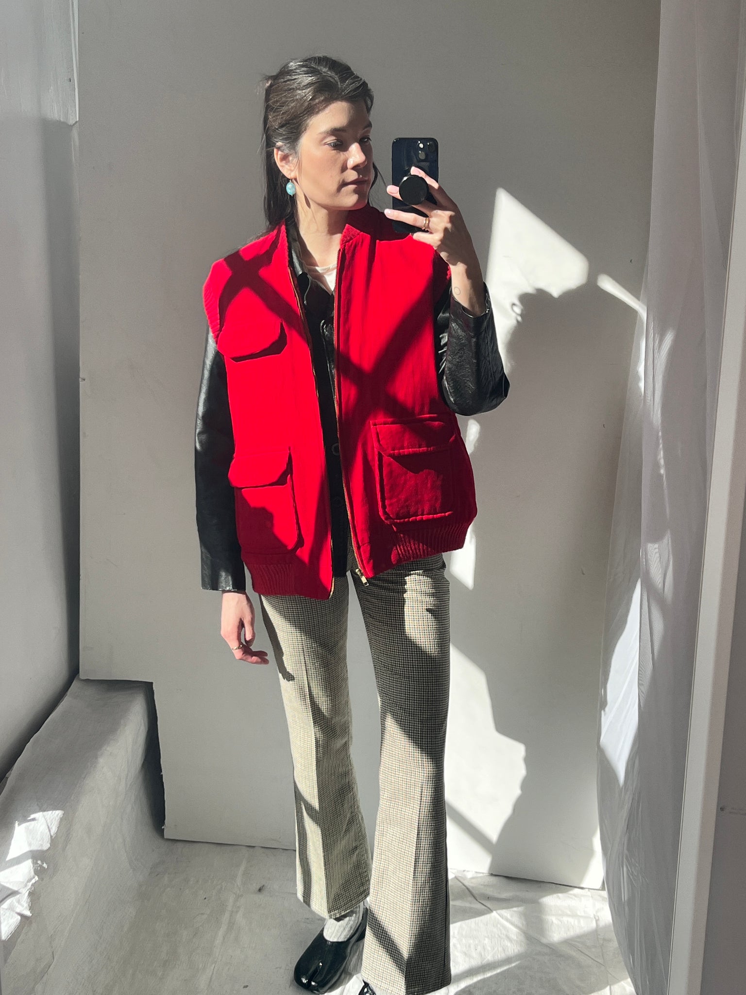 90s Red corduroy winter vest