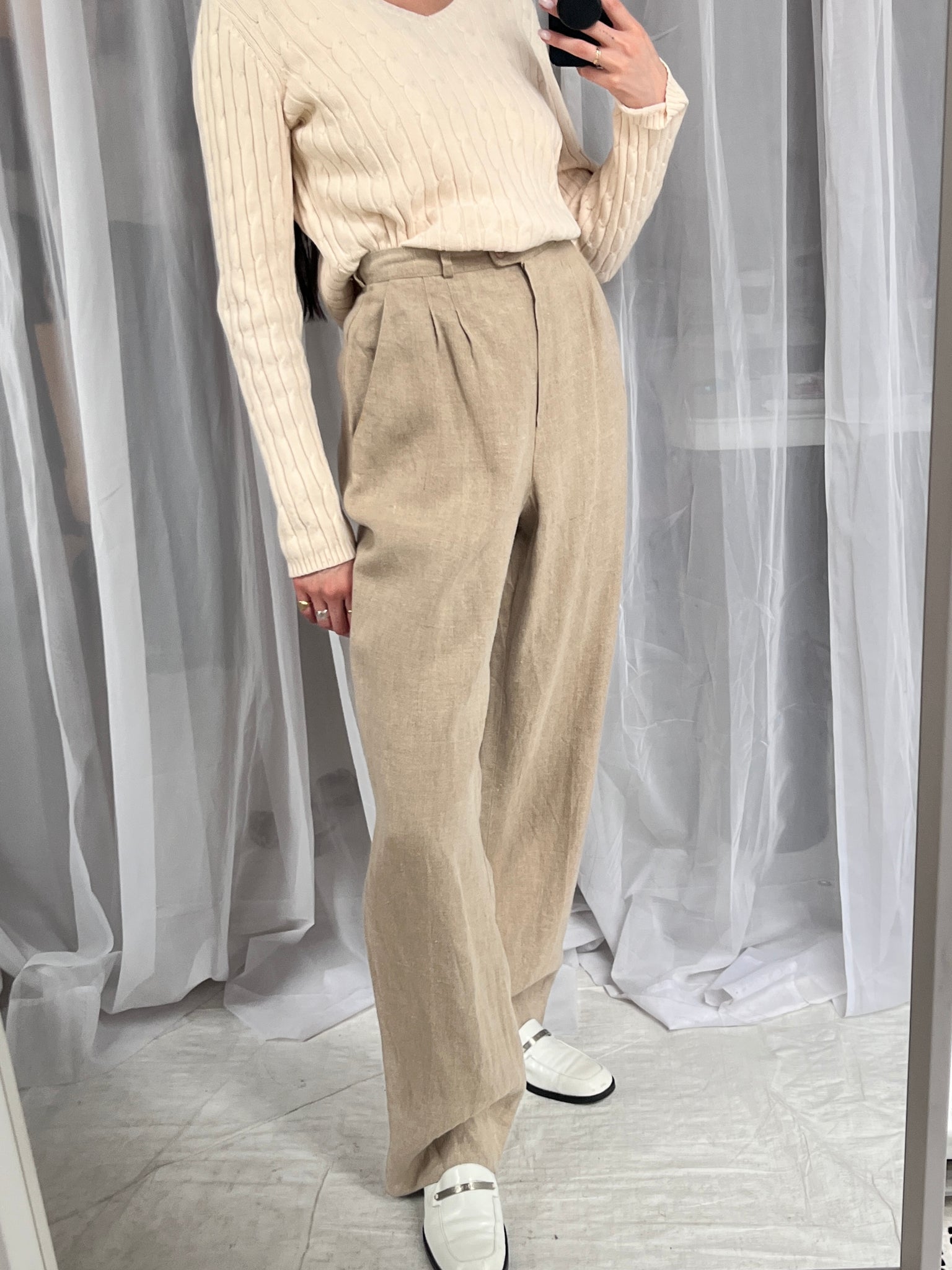 I. Magin beige flax trouser