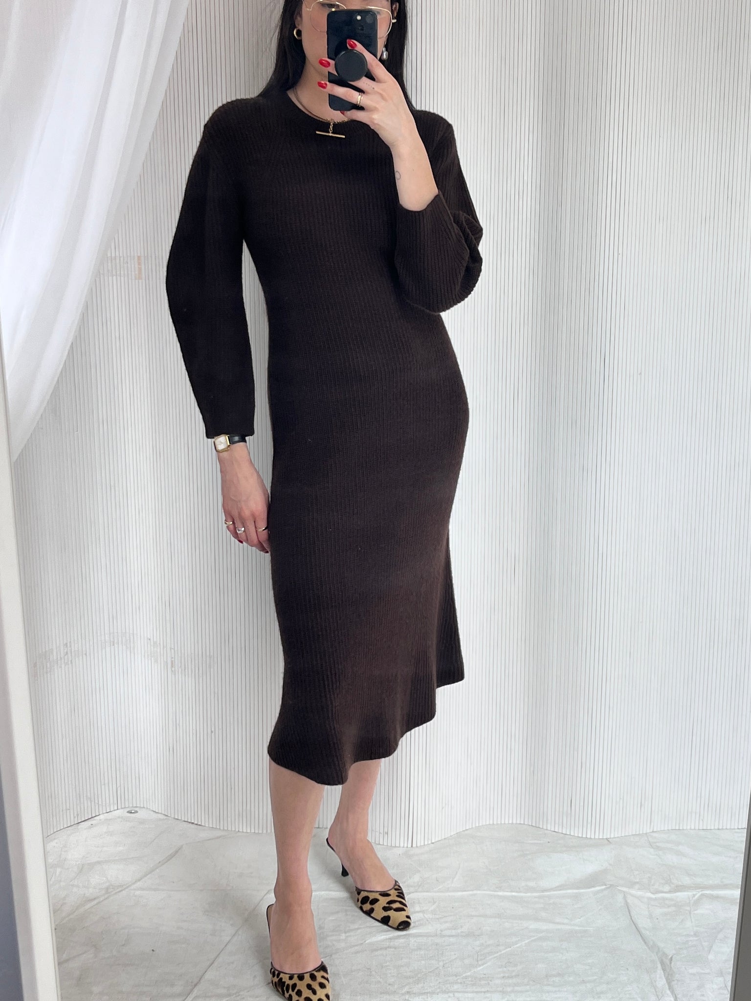 brown cashmere dress