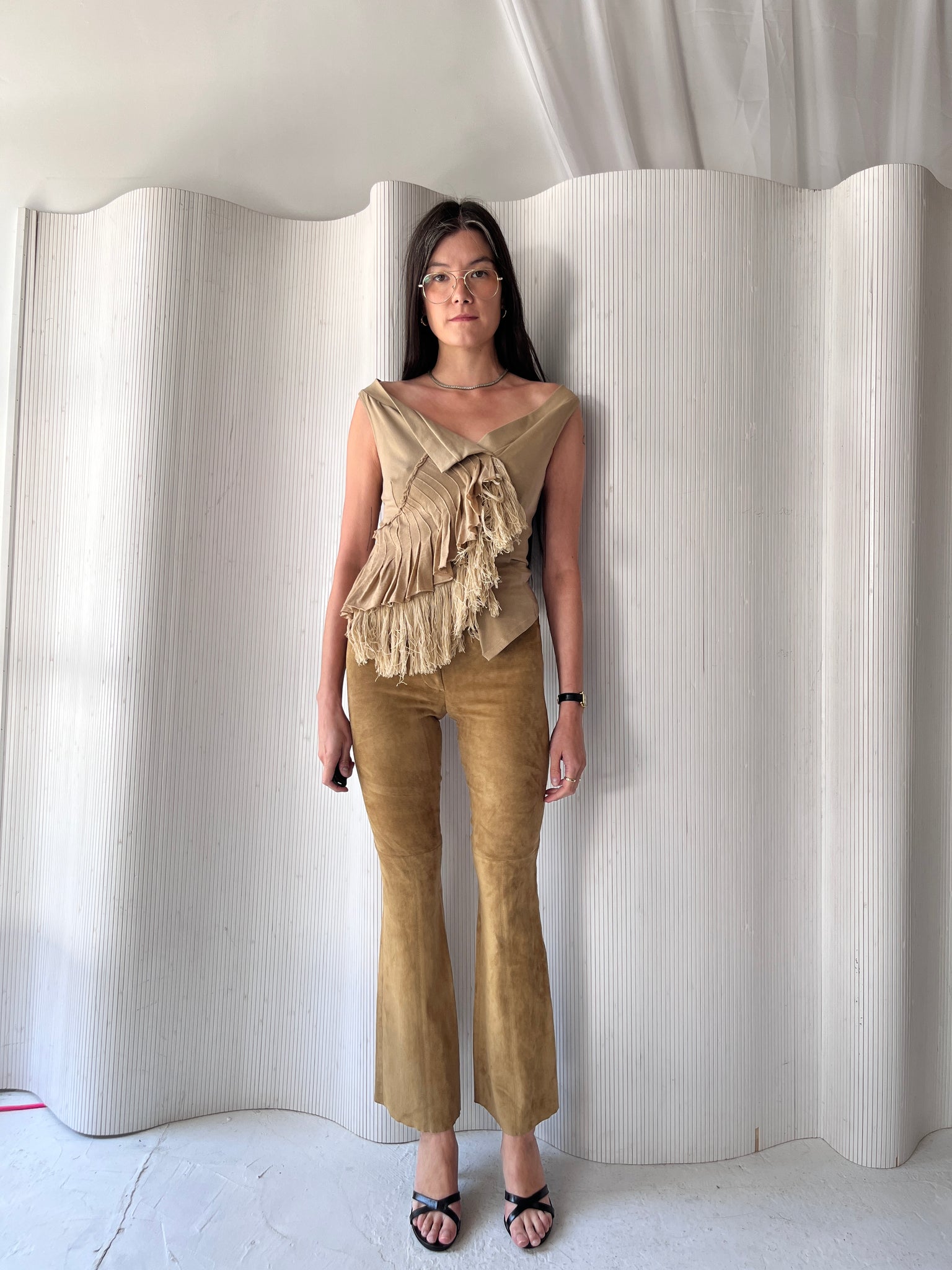 Plein Sud 2000s Camel Leather Pants