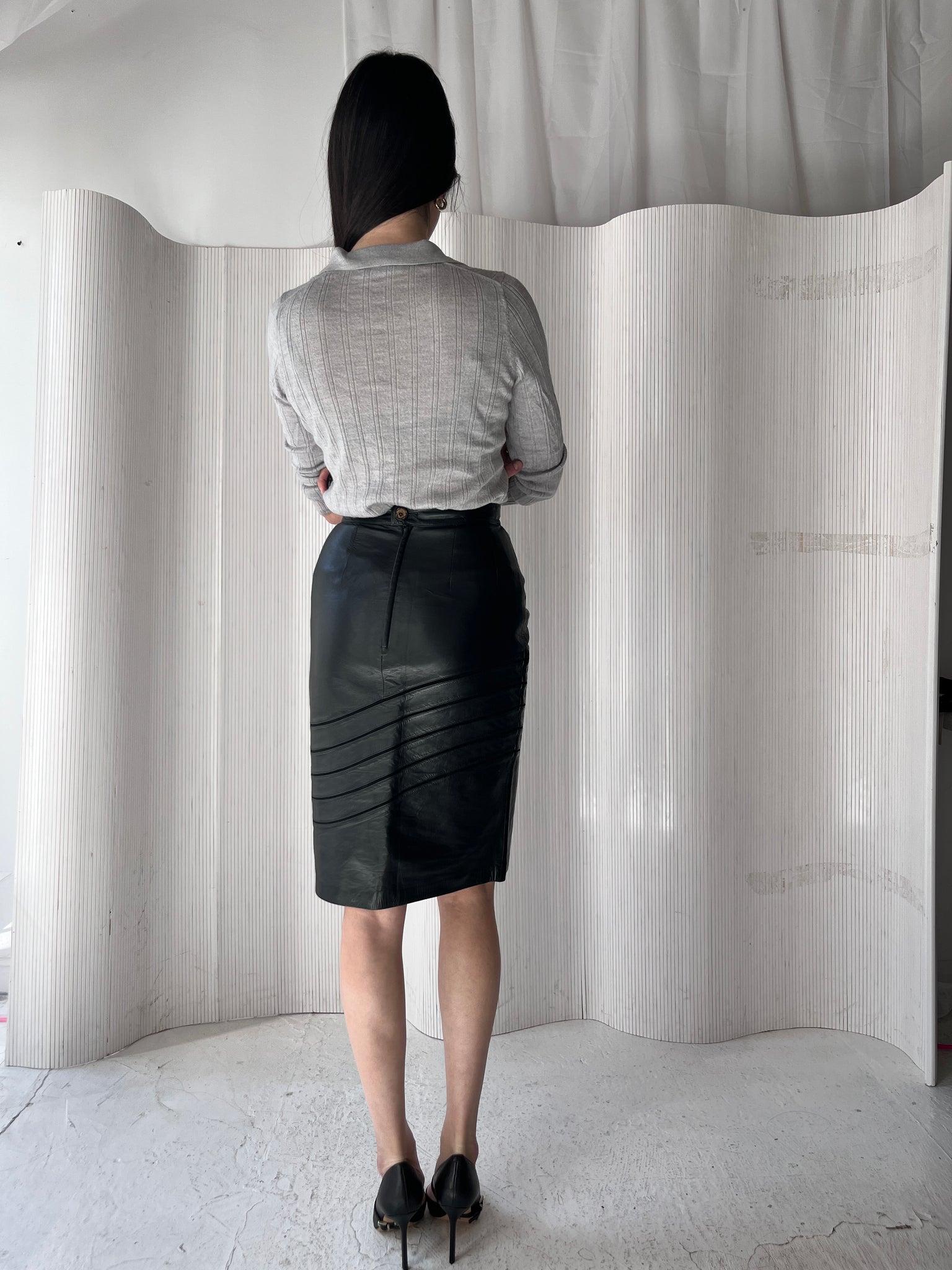 Loewe Vintage Leather Pencil Skirt