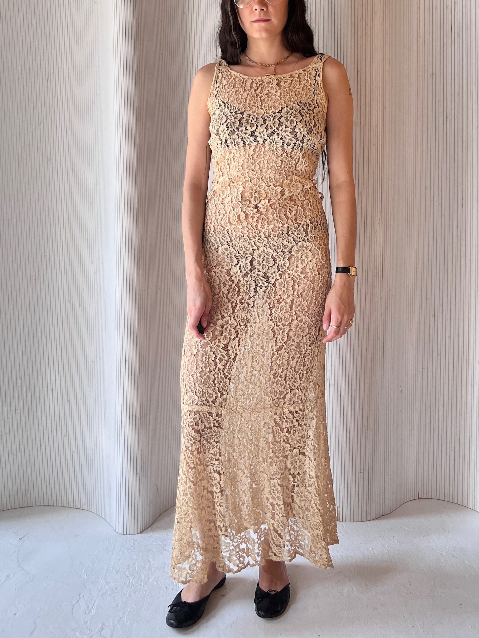 Vintage beige lace gown