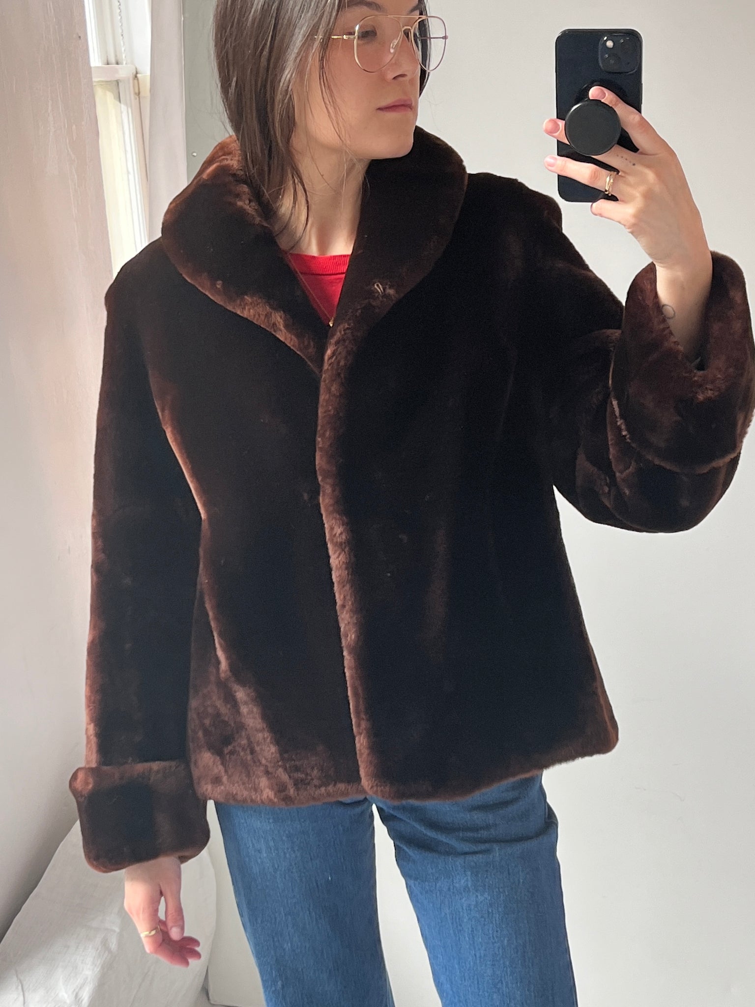 Mouton shearling coat