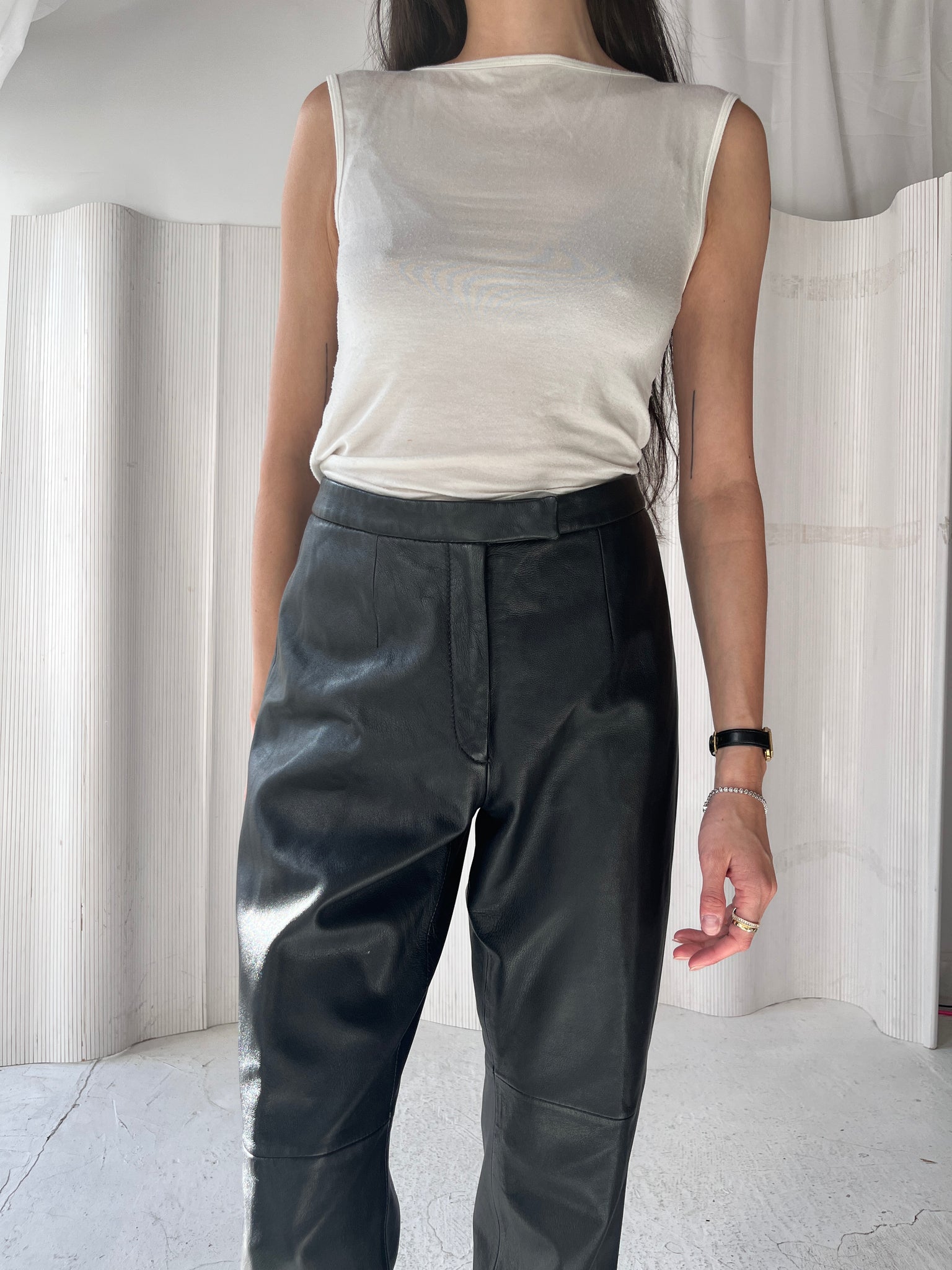 Black leather pants