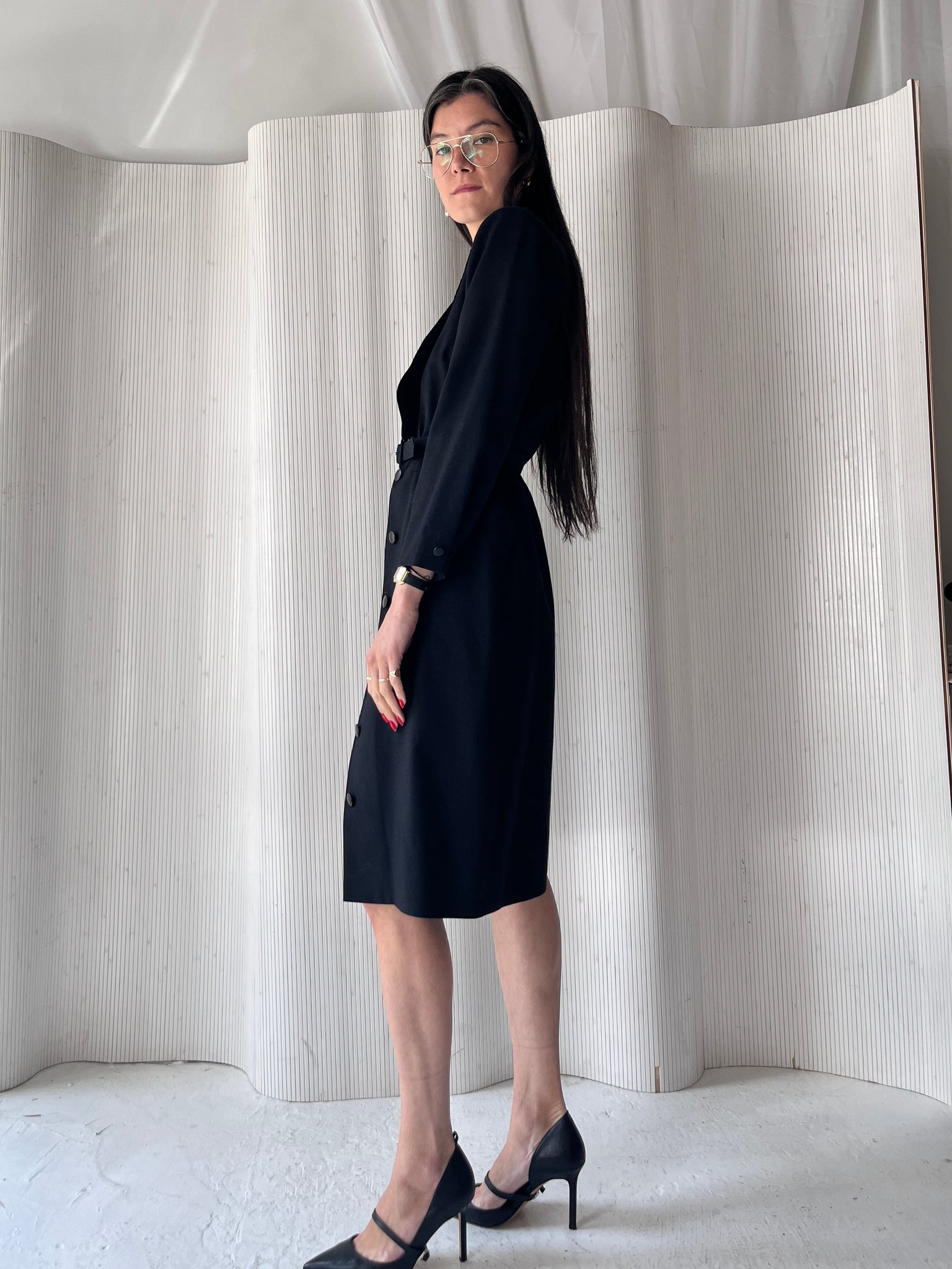 Dior Black Wool Belted Dress RTV