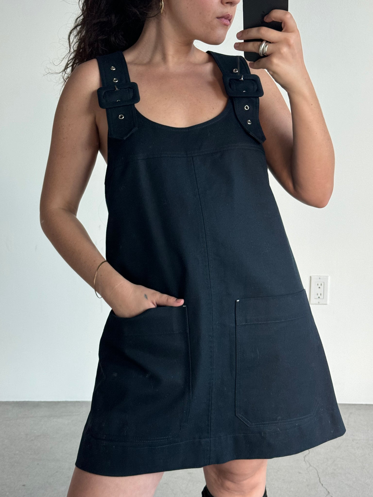 Lee Matthews Navy Overall Dress