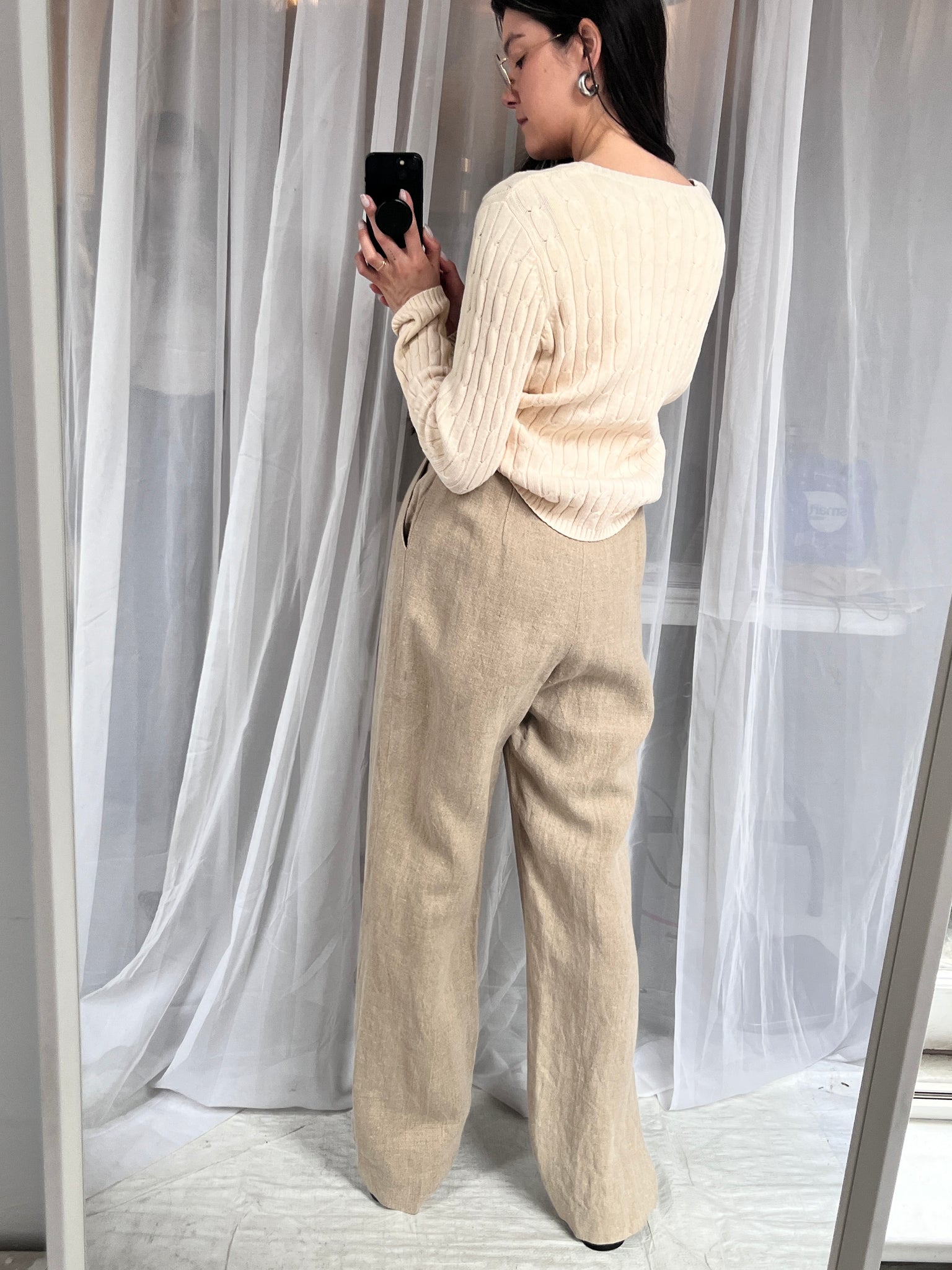 I. Magin beige flax trouser