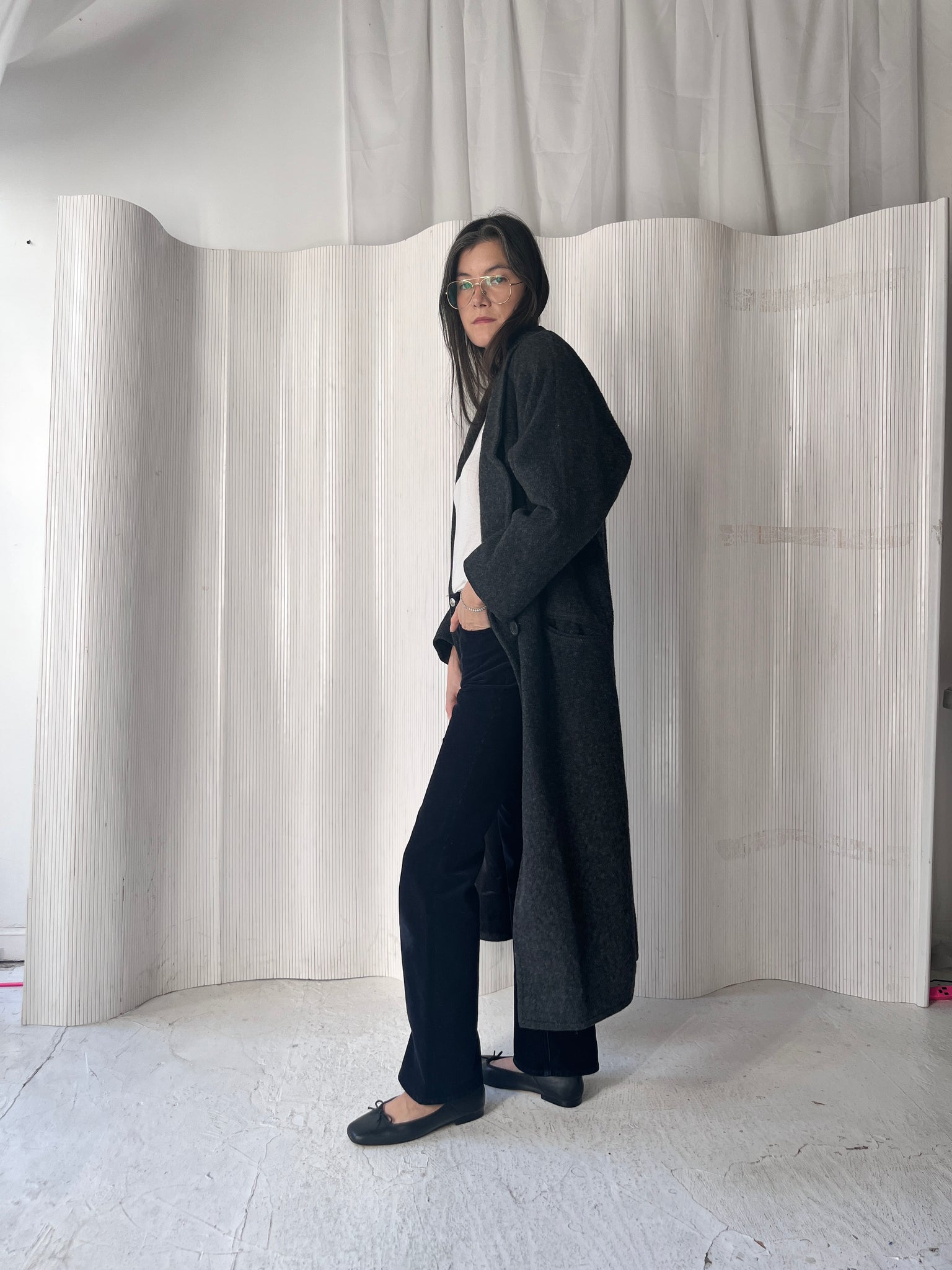 Charcoal Melange Wool Coat