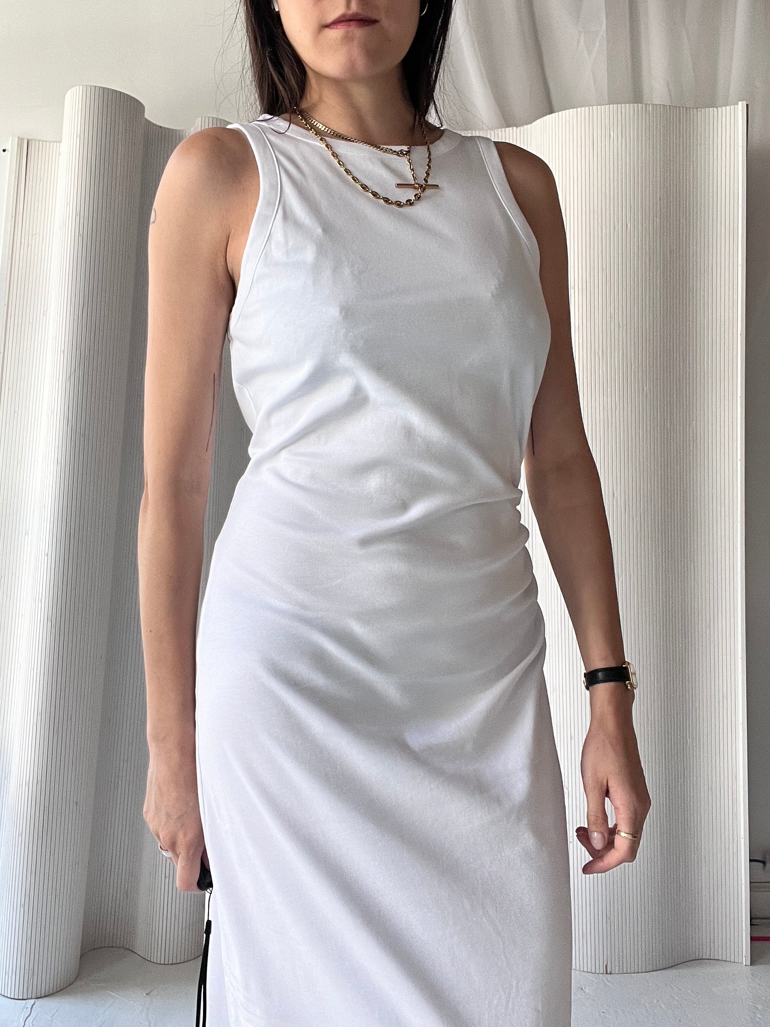 white cotton jersey dress