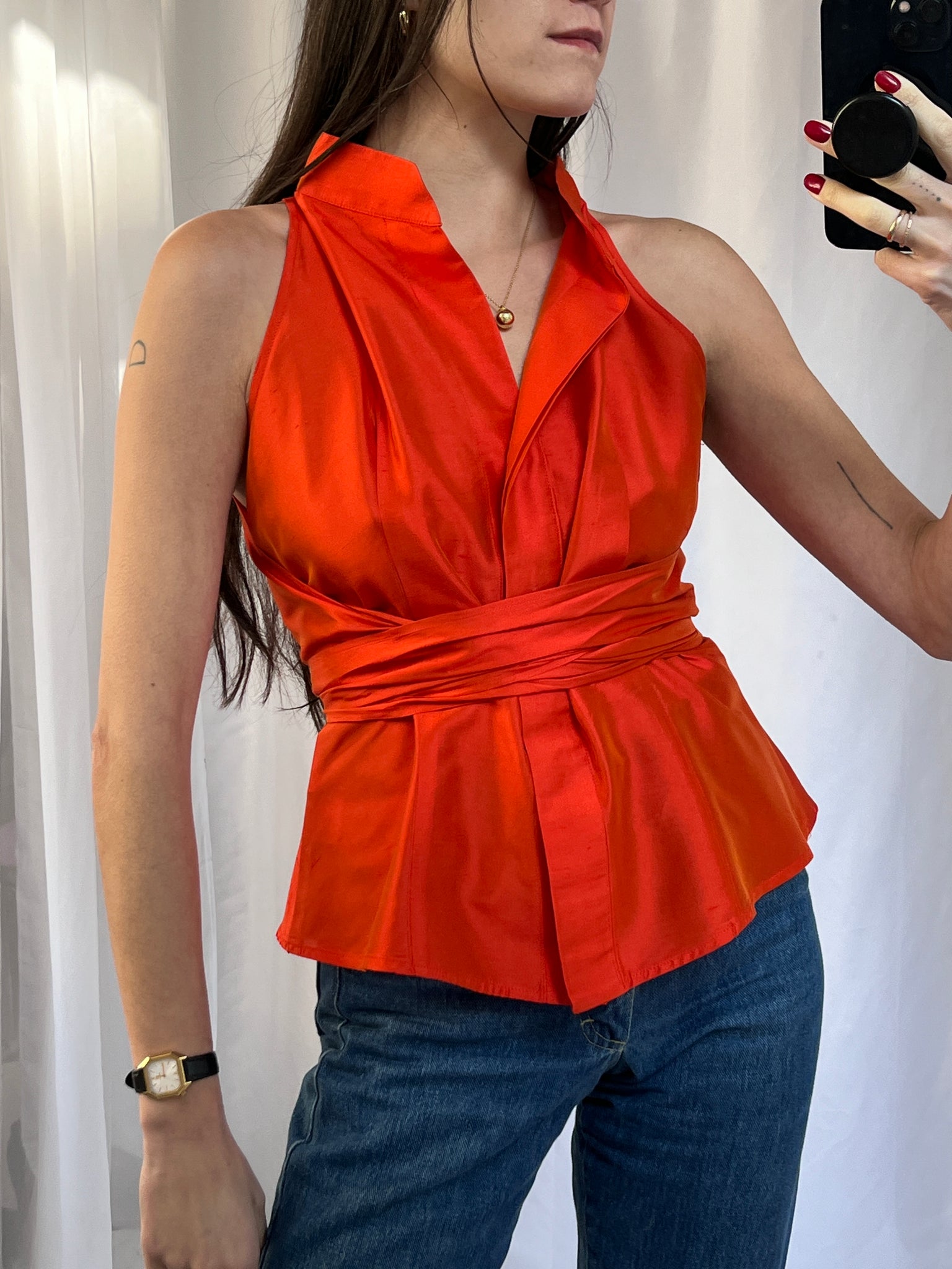 Max Mara sleeveless wrap blouse