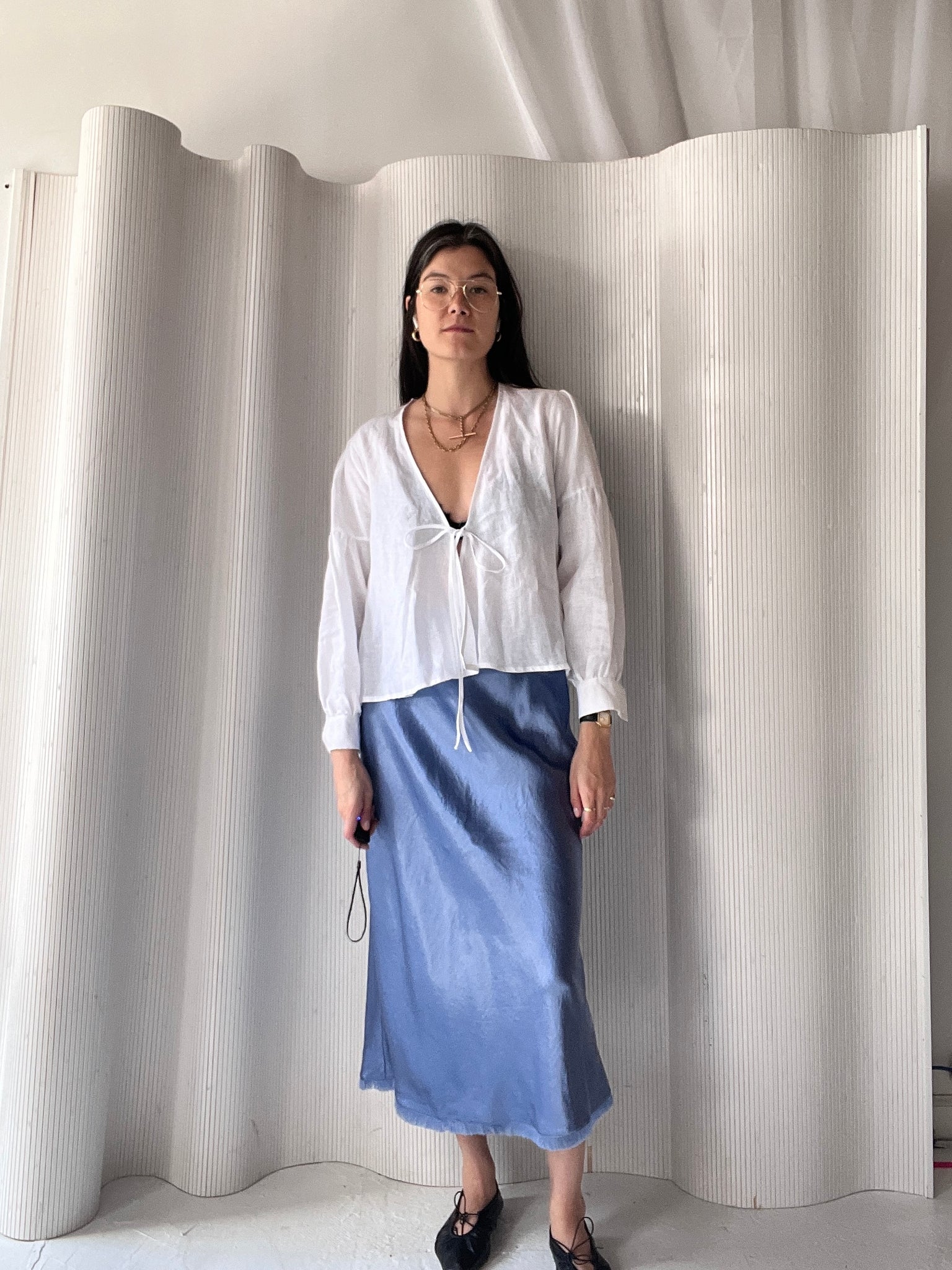 periwinkle silk skirt