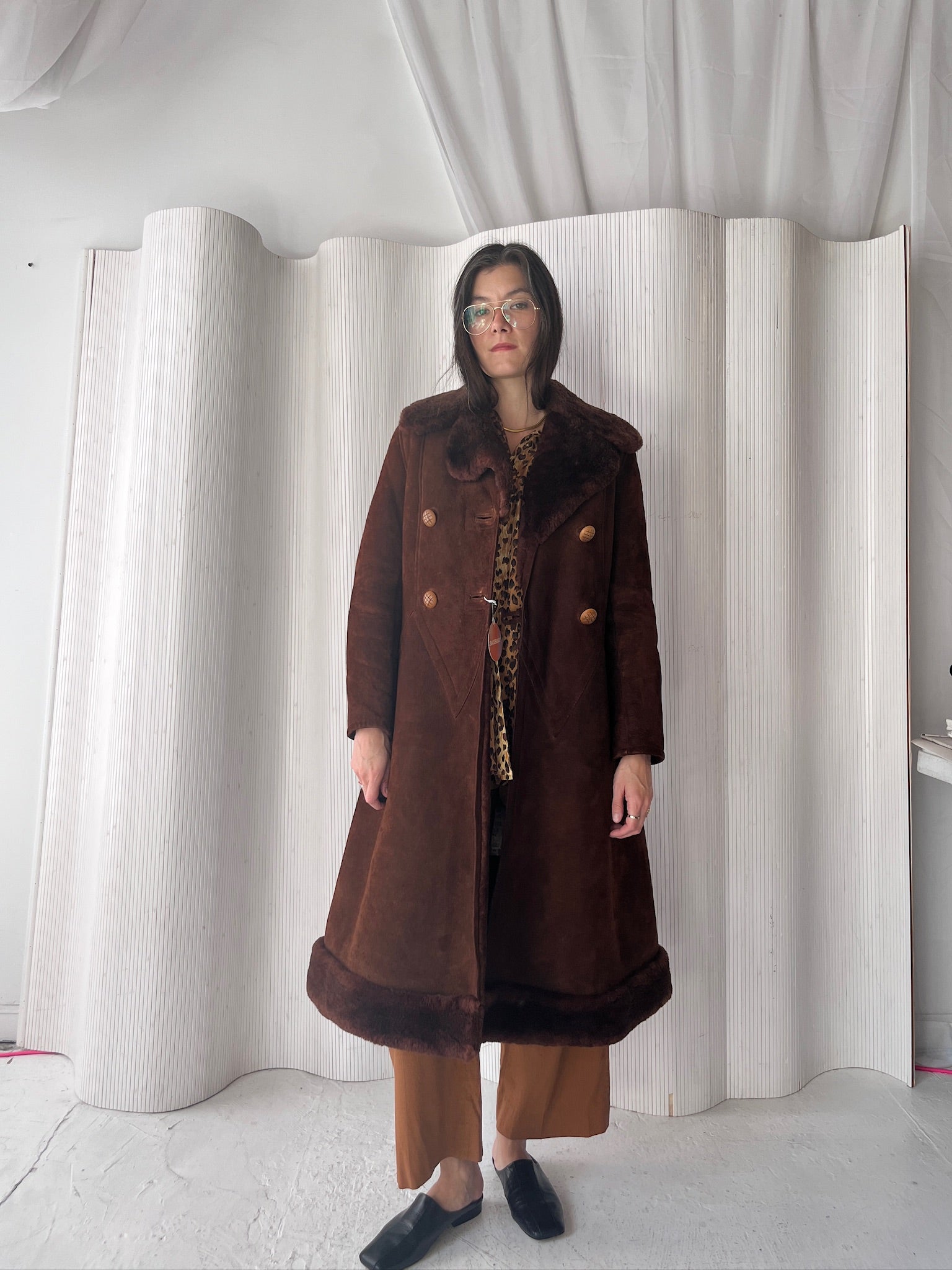 Chocolate Shearling Peacoat