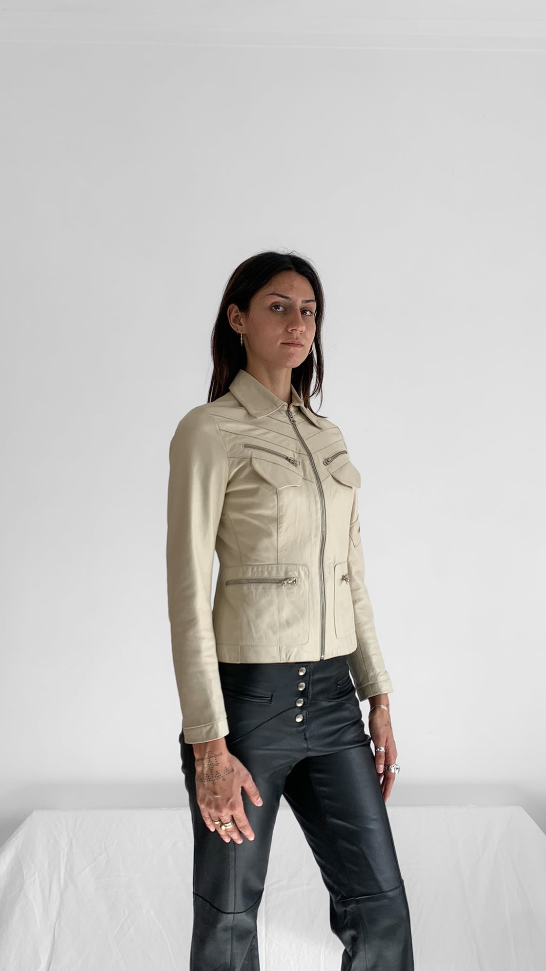 Crema Multi-Zip Leather Jacket