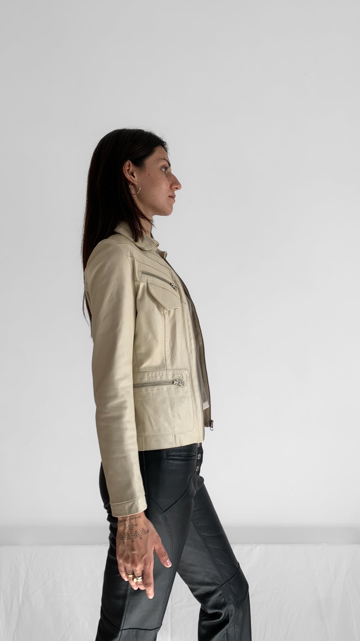 Crema Multi-Zip Leather Jacket