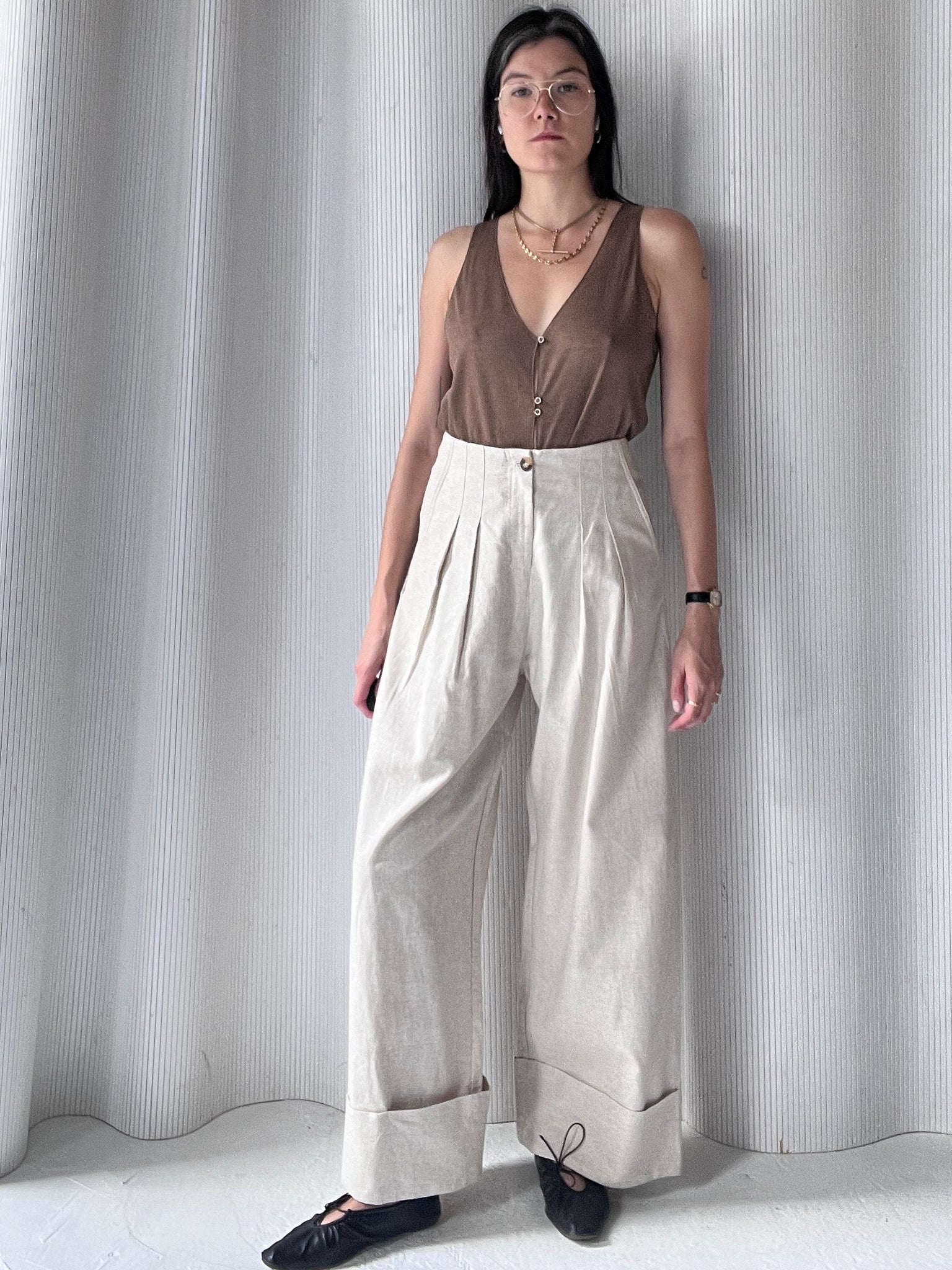 Oatmeal linen pant