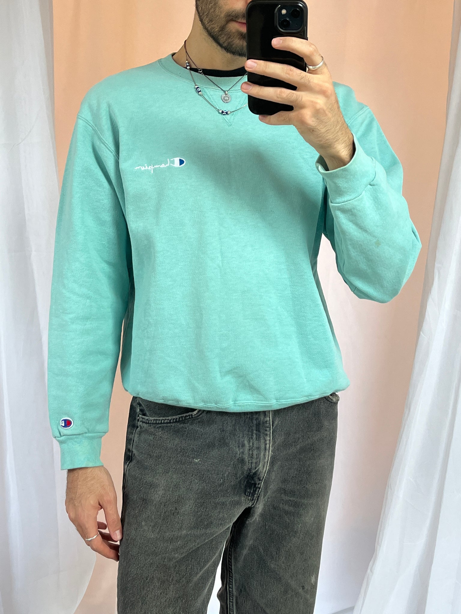 Champion Made In USA Teal Crewneck