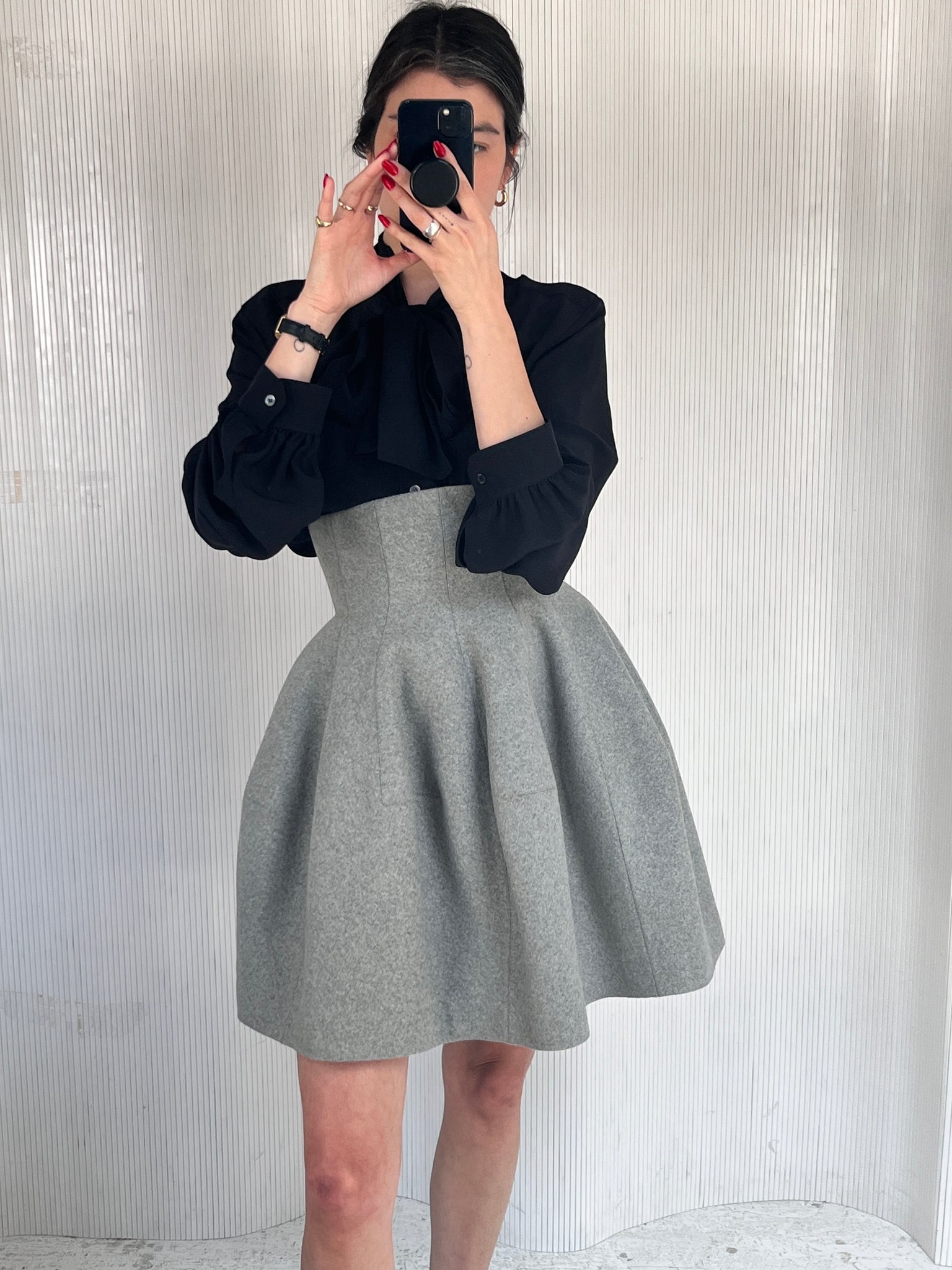 Alaïa gray structured skirt