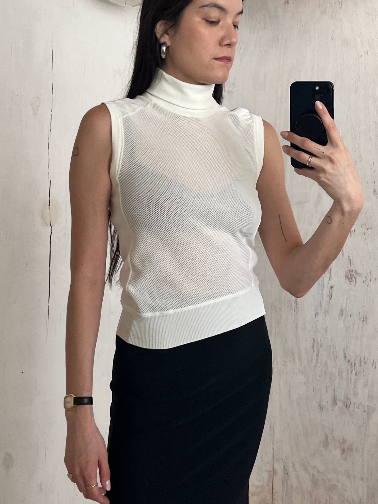 MIU MIU Mesh Sleeveless Turtleneck