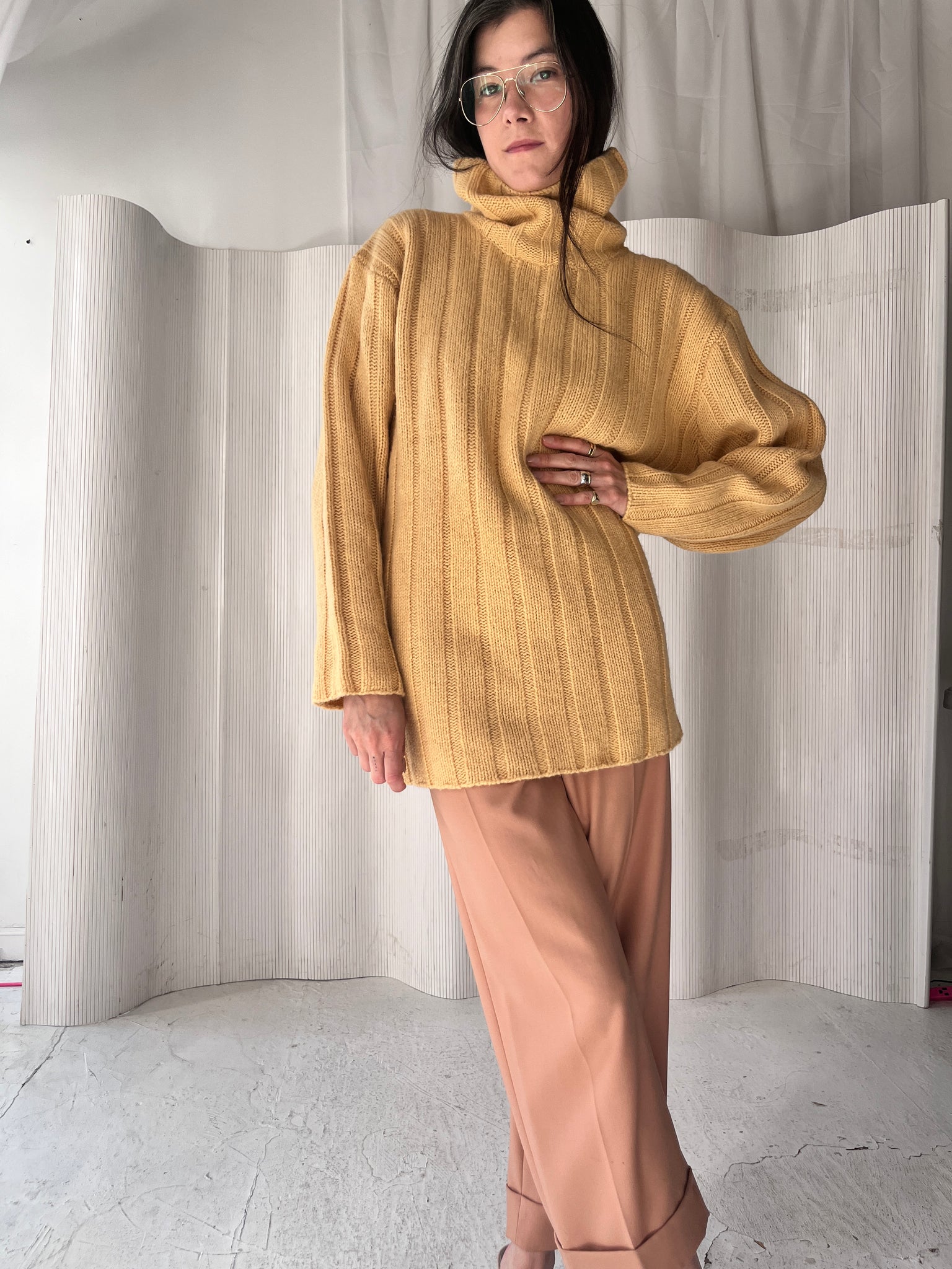 Vintage Yellow Wool Turtleneck