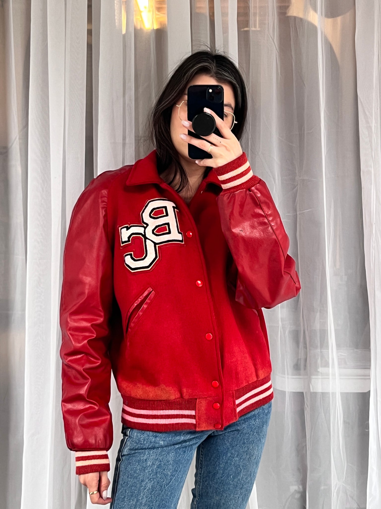 1960s "Jason" cherry red letterman jacket