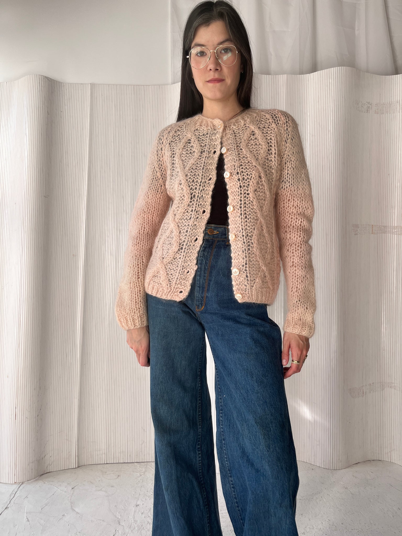 Baby pink mohair cardigan