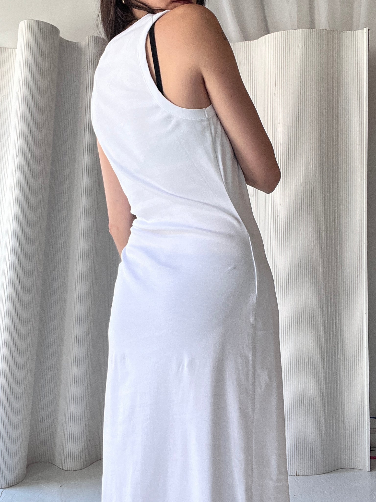 white cotton jersey dress