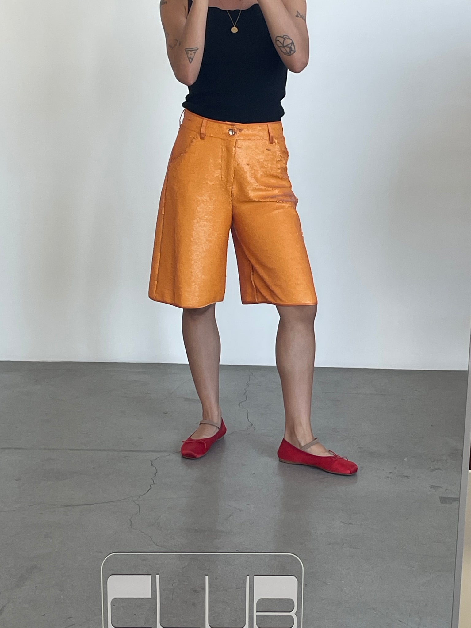 SM matte sequin orange long short