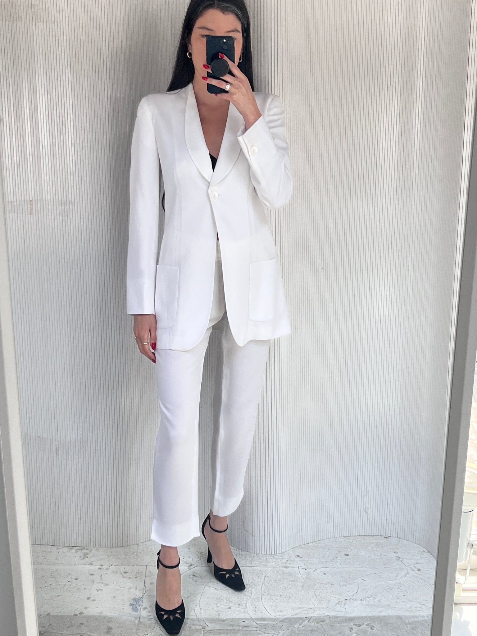 Emporio Armani white cupro pant suit