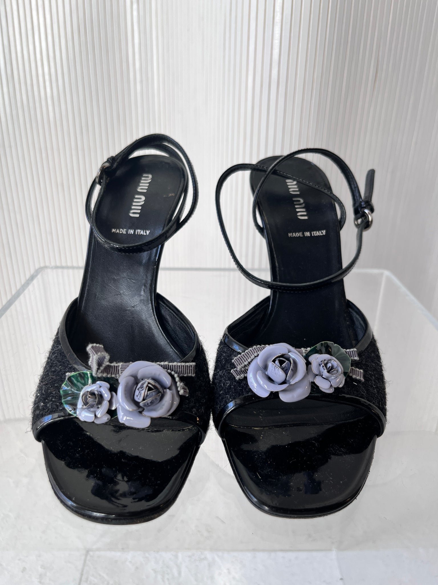 Miu Miu 90s Peep Toe Flower Heels