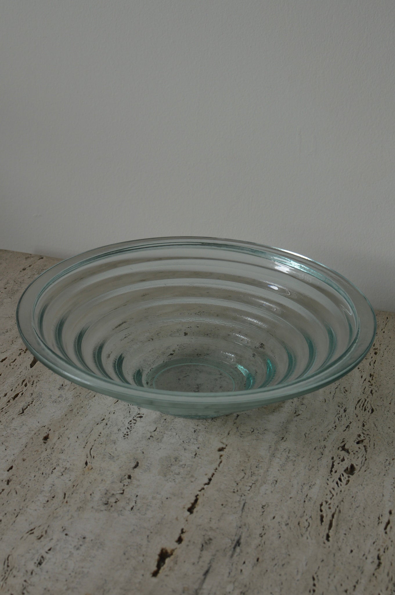 RIBBED GREEN GLASS BOWL