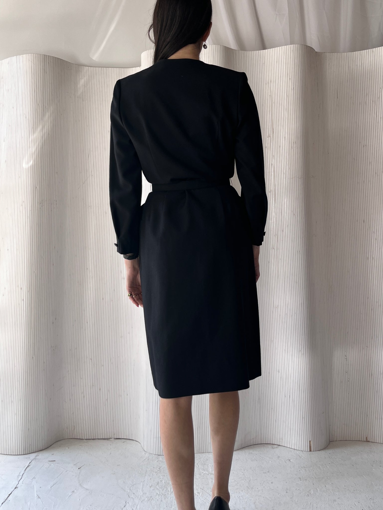 Dior Black Wool Belted Dress RTV