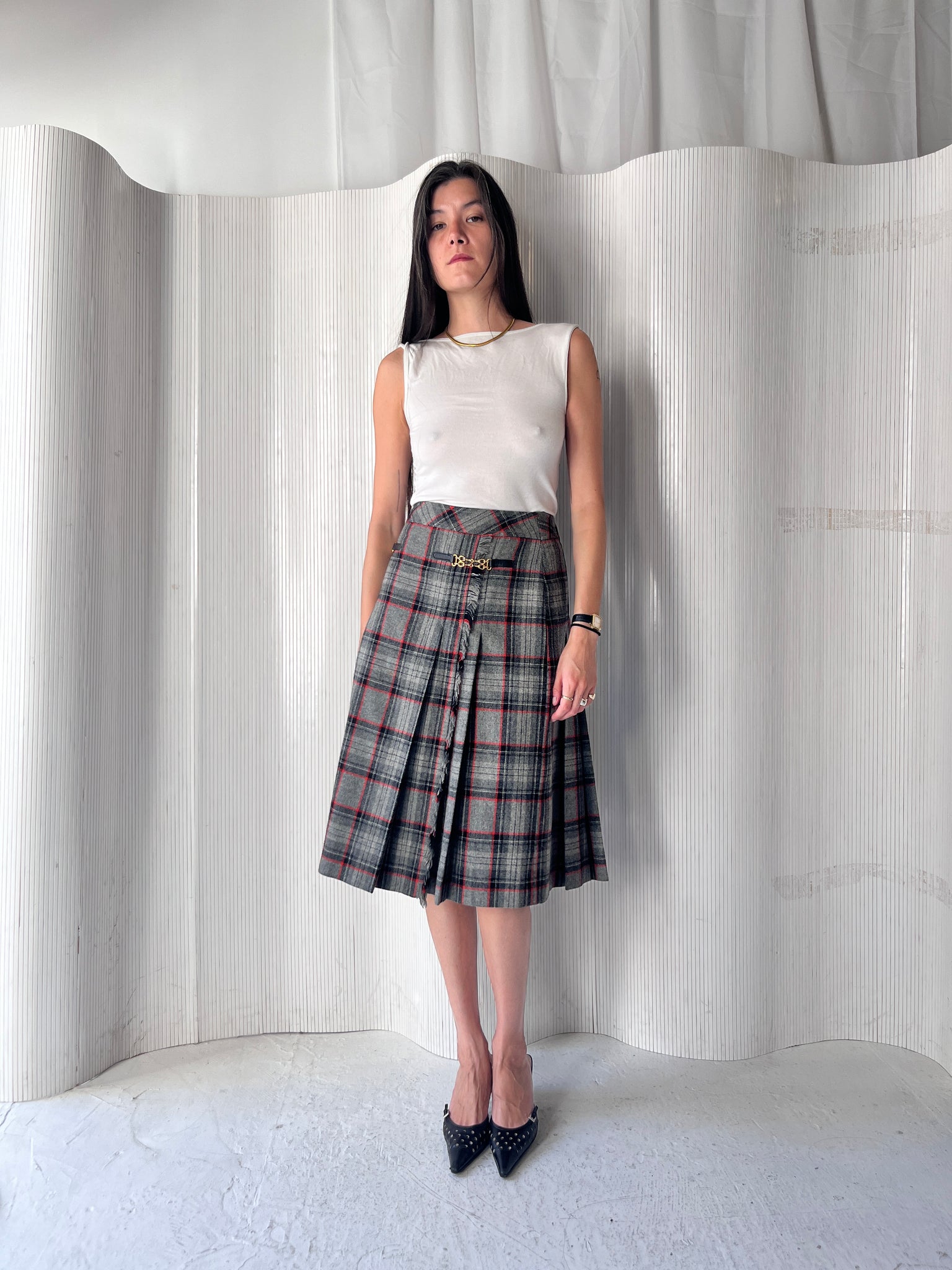 CELINE Plaid Skirt RTV