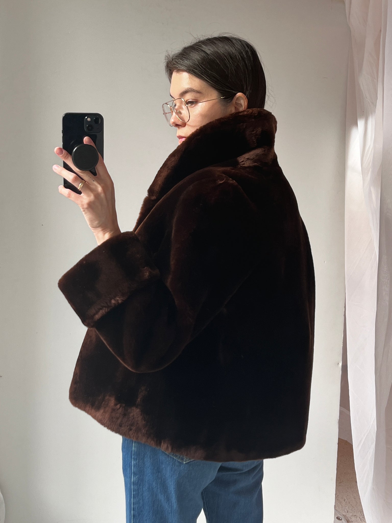 Mouton shearling coat