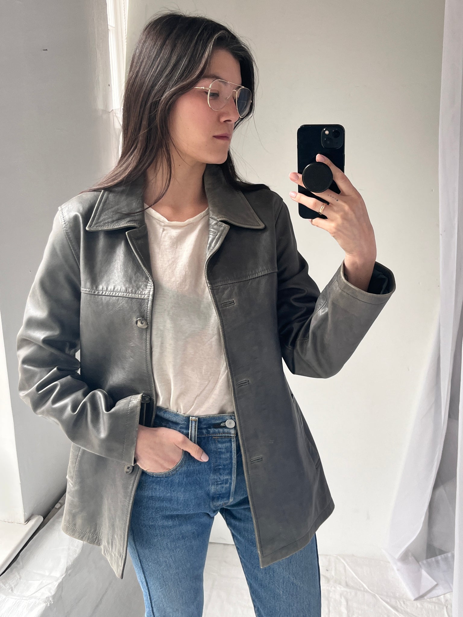 Jack Pot Gray leather jacket