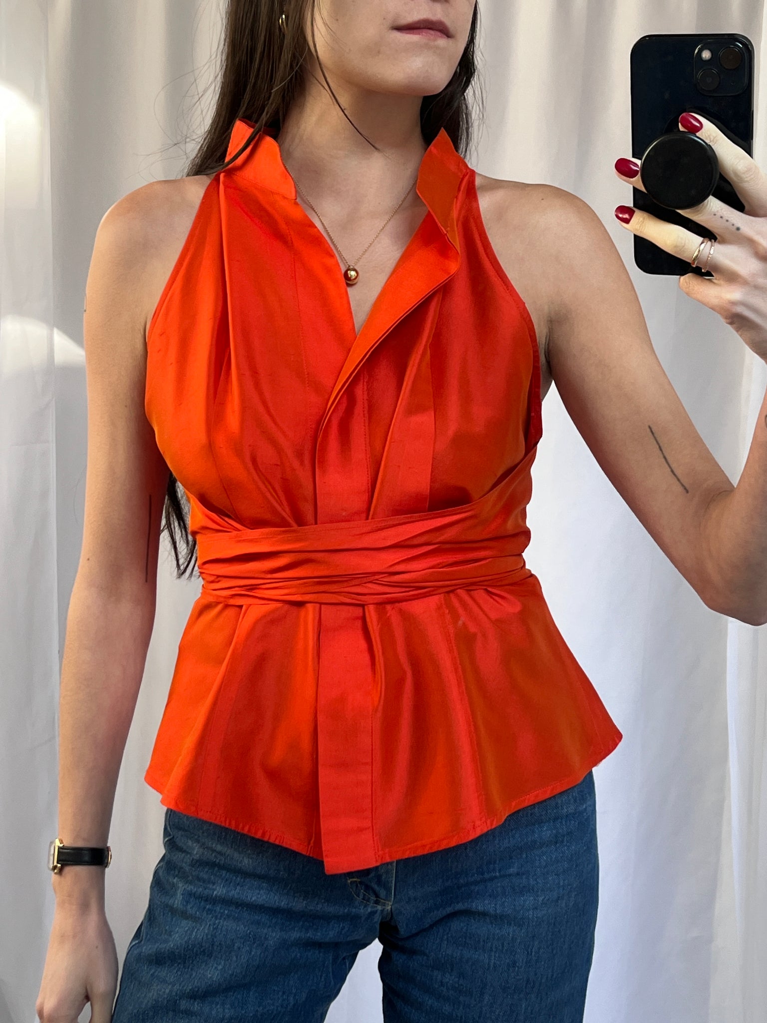 Max Mara sleeveless wrap blouse