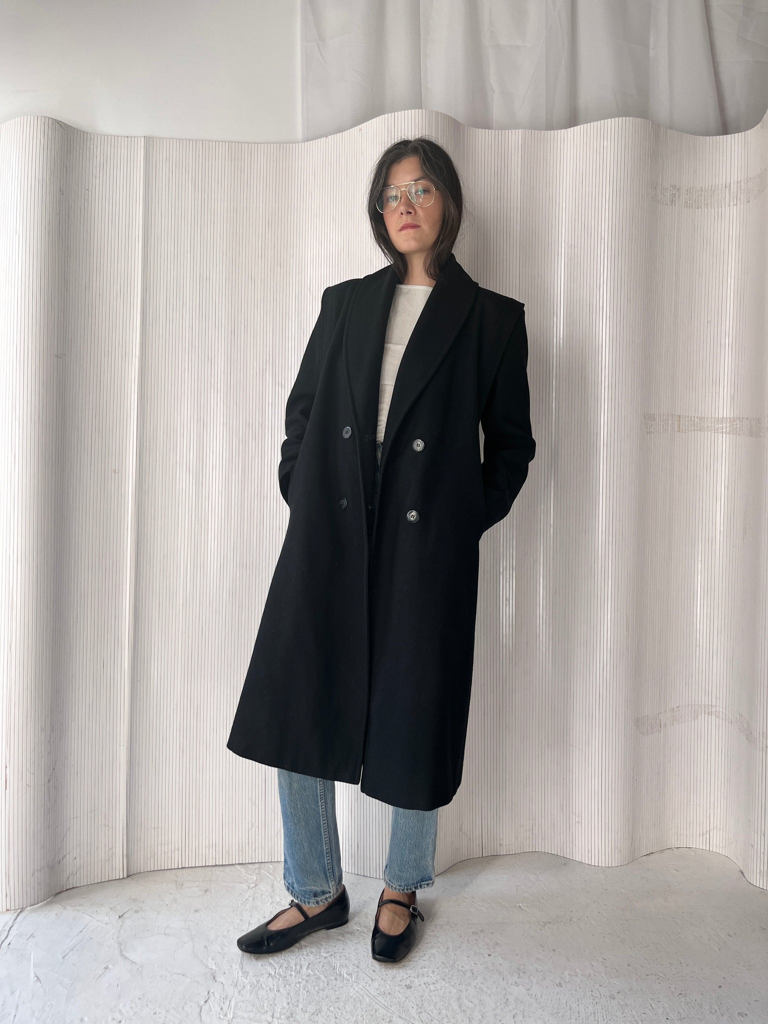 Black long wool coat