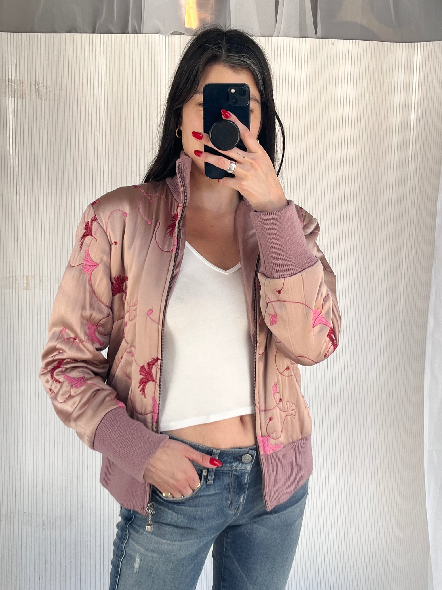 Guess silk embroidered bomber