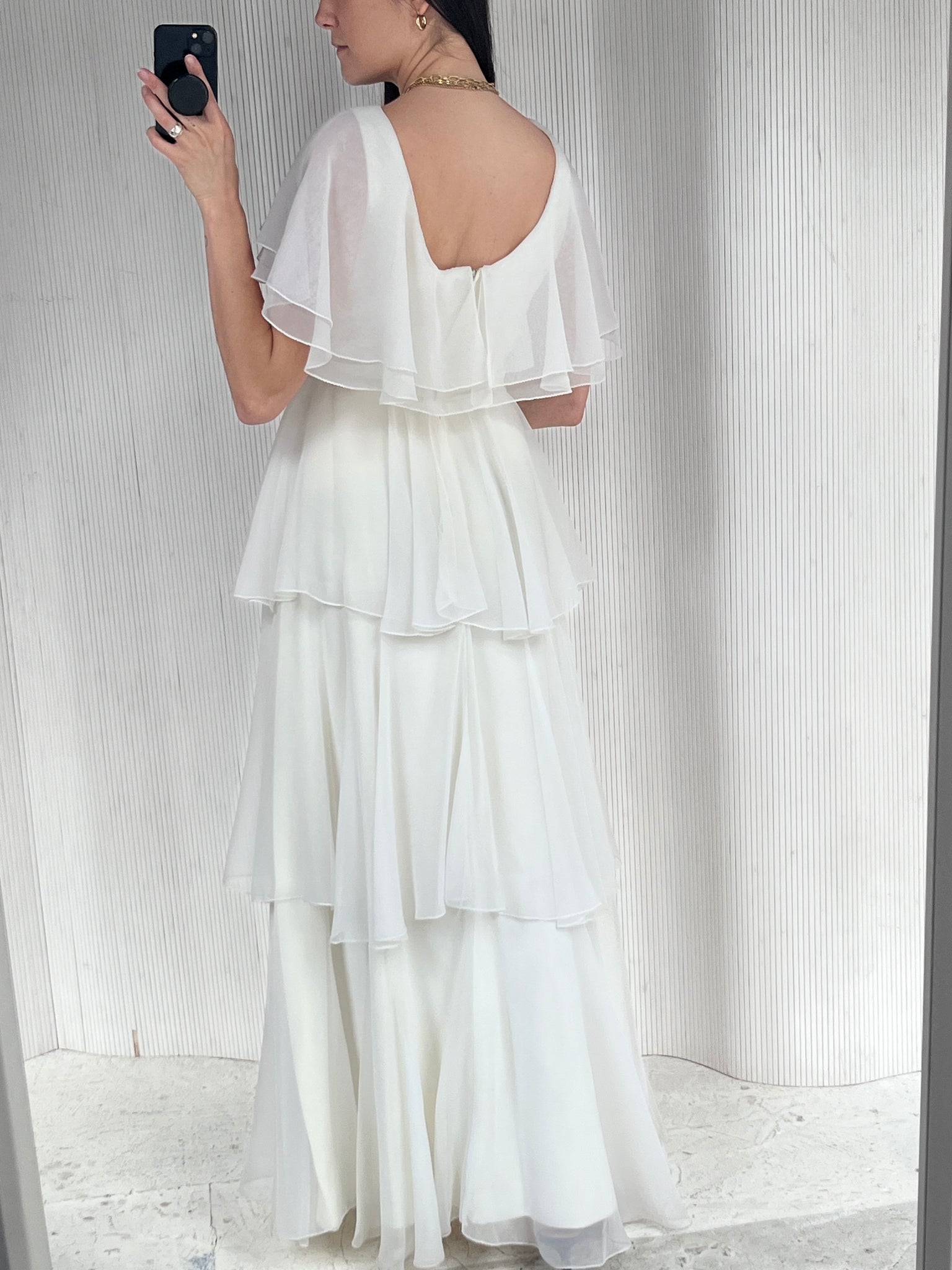 White Tiered Gown