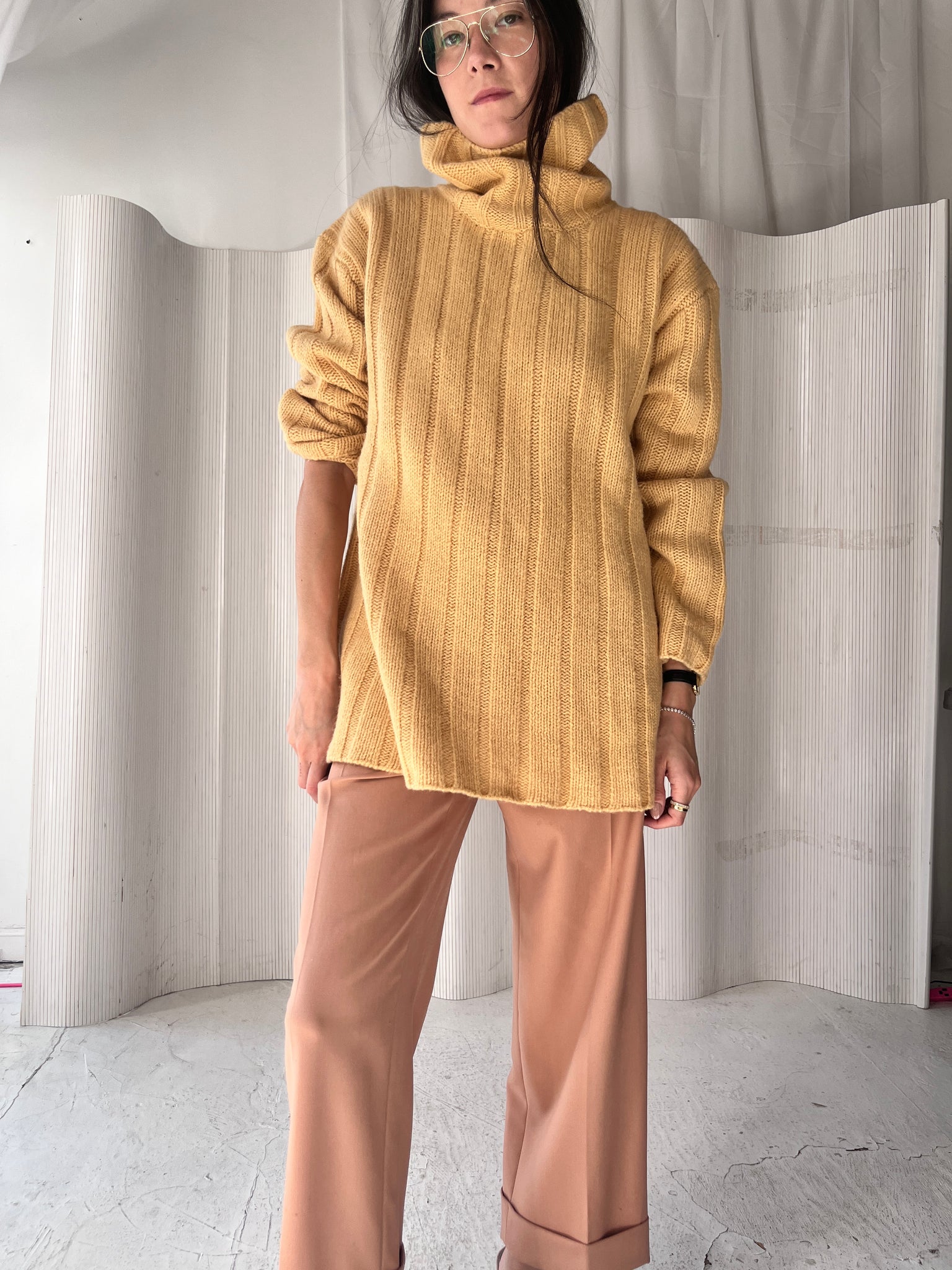 Vintage Yellow Wool Turtleneck