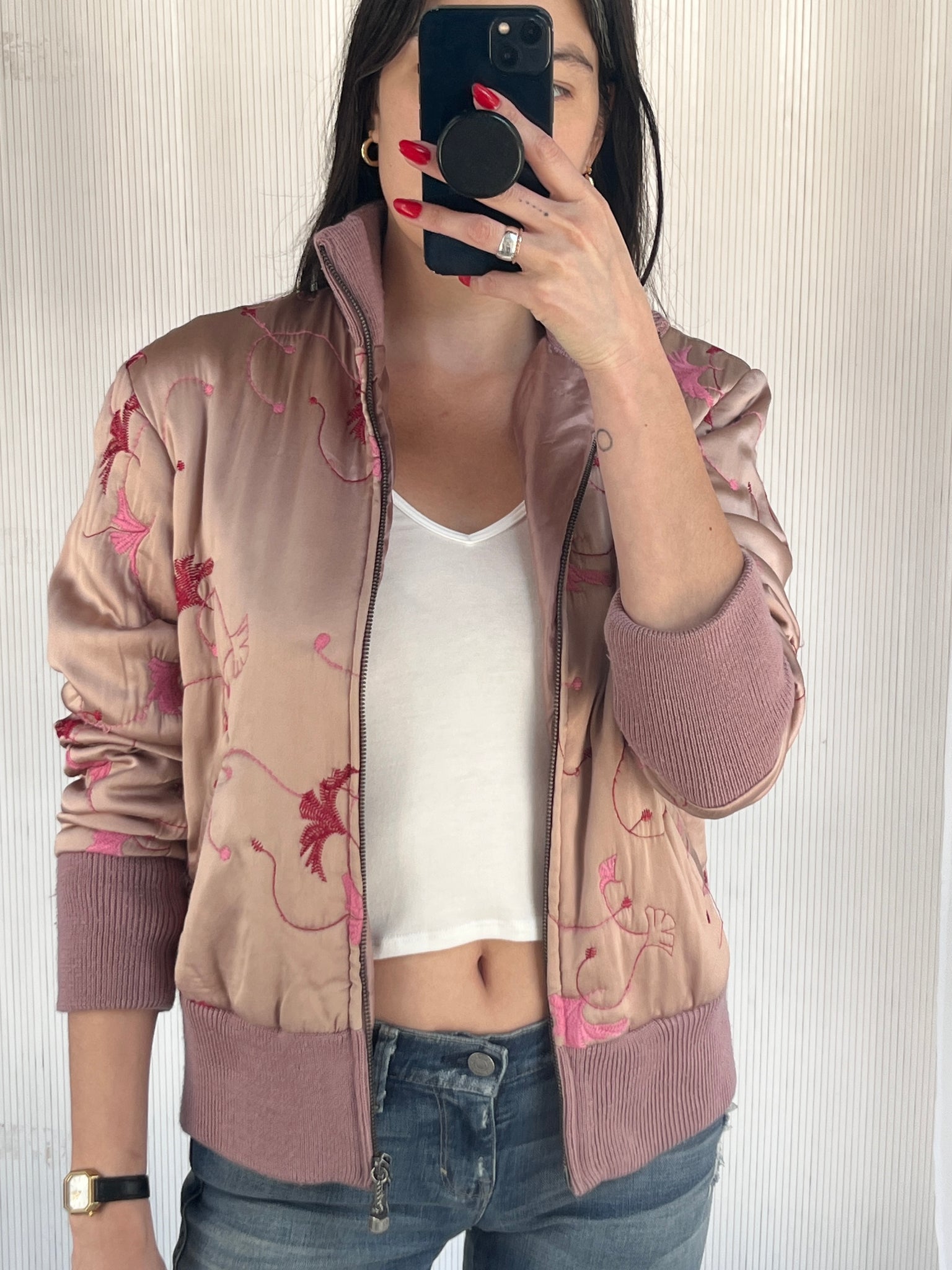 Guess silk embroidered bomber