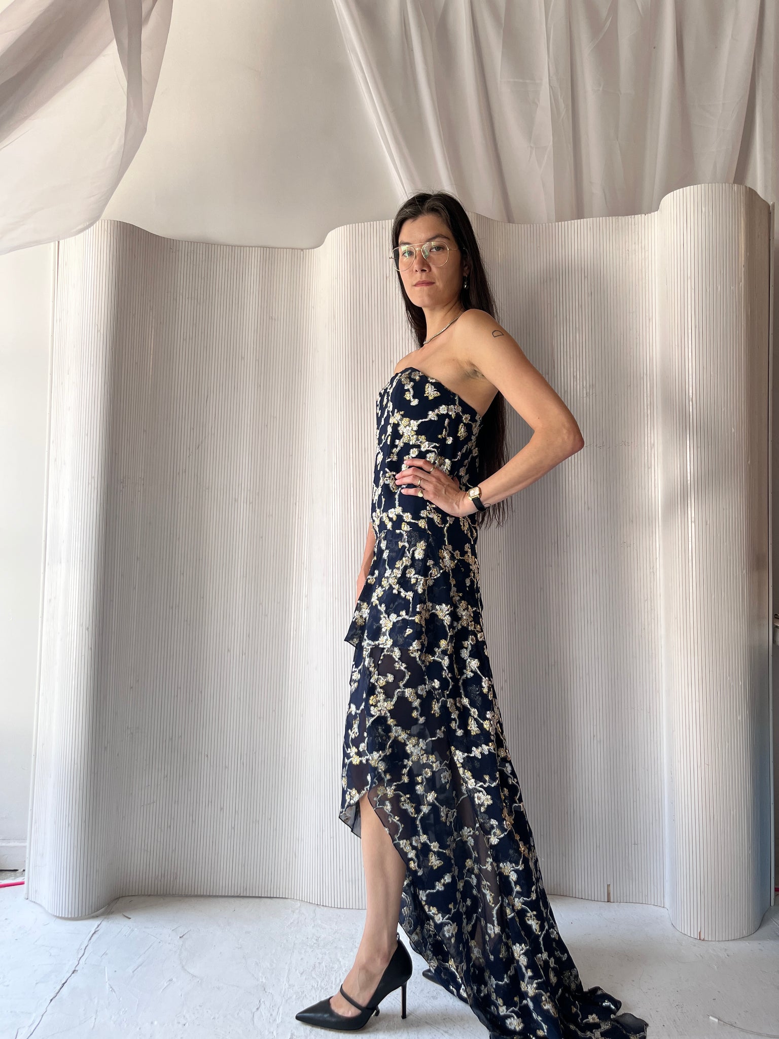 Oscar de la Renta jacquard navy gown