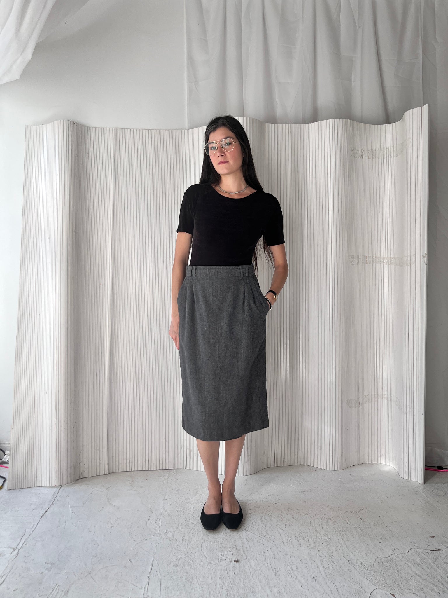 Escada grey wool pencil skirt