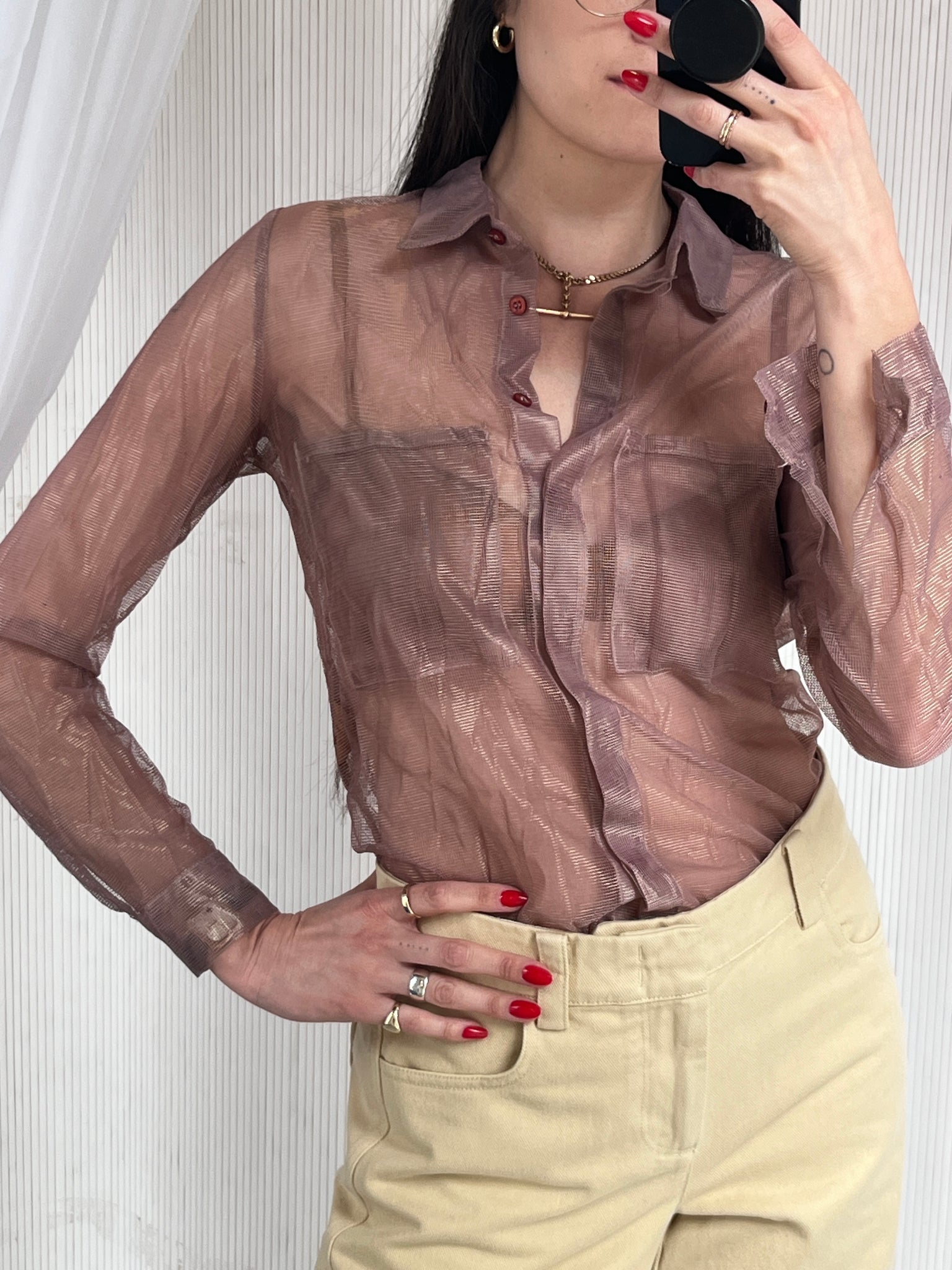 JACQUEMUS SHEER MESH SHIRT