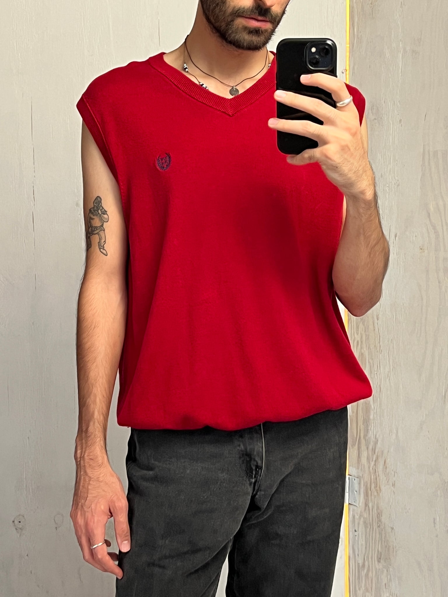 Chaps Red Cotton Sweater Vest