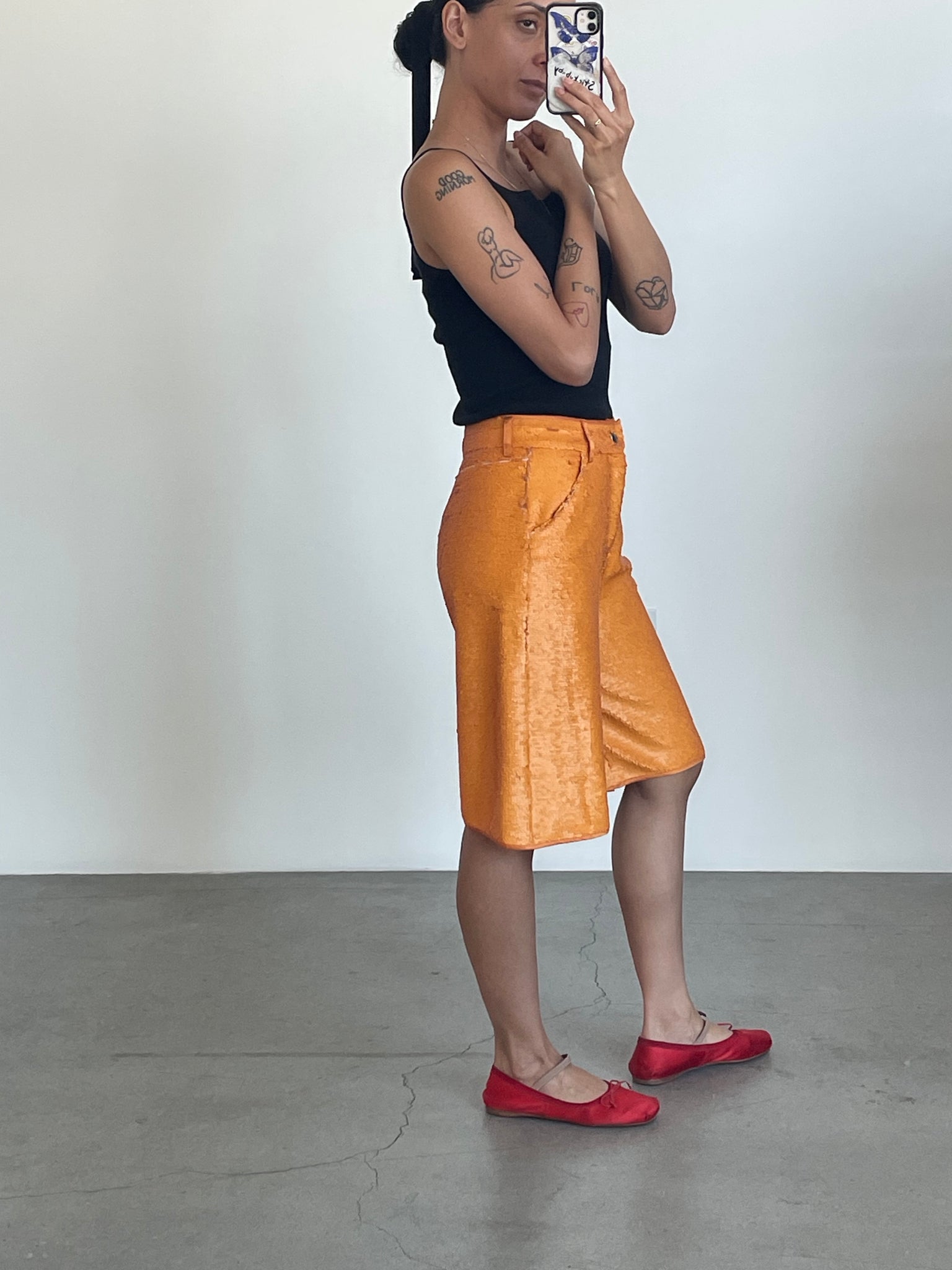 SM matte sequin orange long short