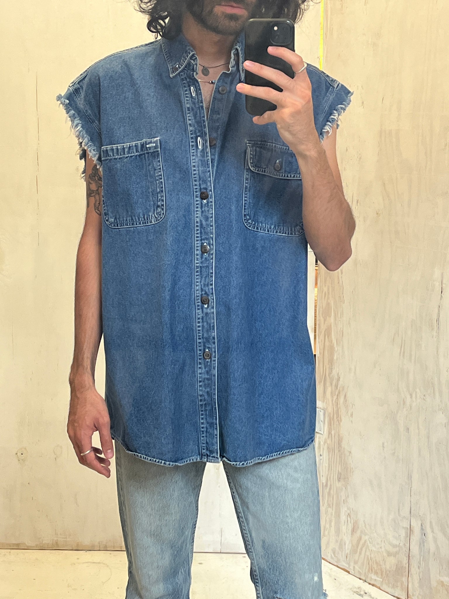 American blue denim vest